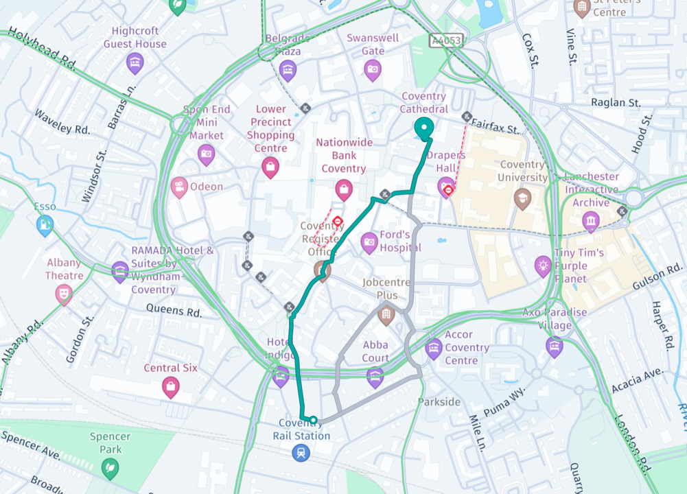 Walk from Train Station To Cathedral