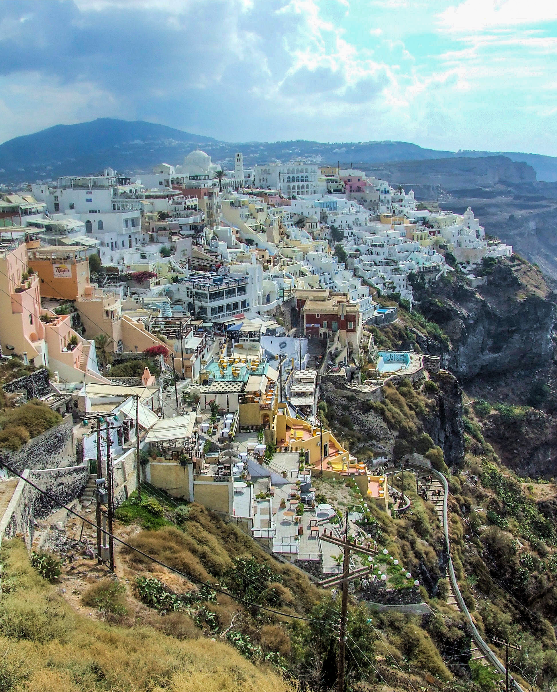 Looking Along Fira From The Cable Car Station