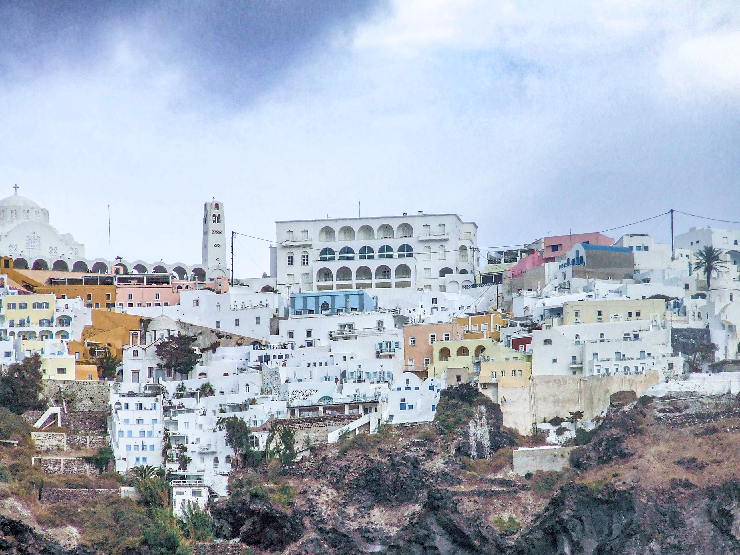 picturesque hillside town with whitewashed buildings