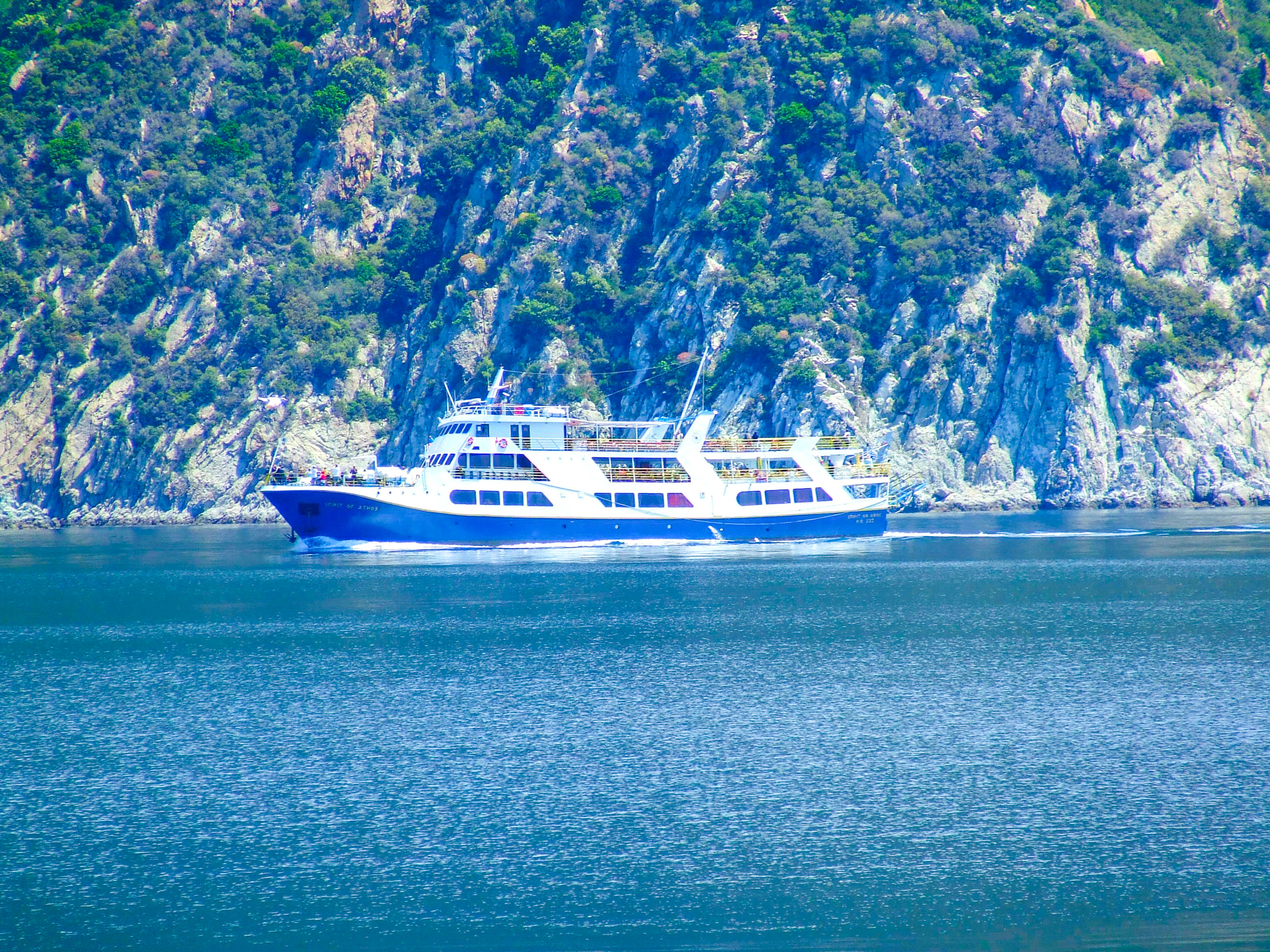 View of the Monastic Community of Mount Athos from a tourist boat