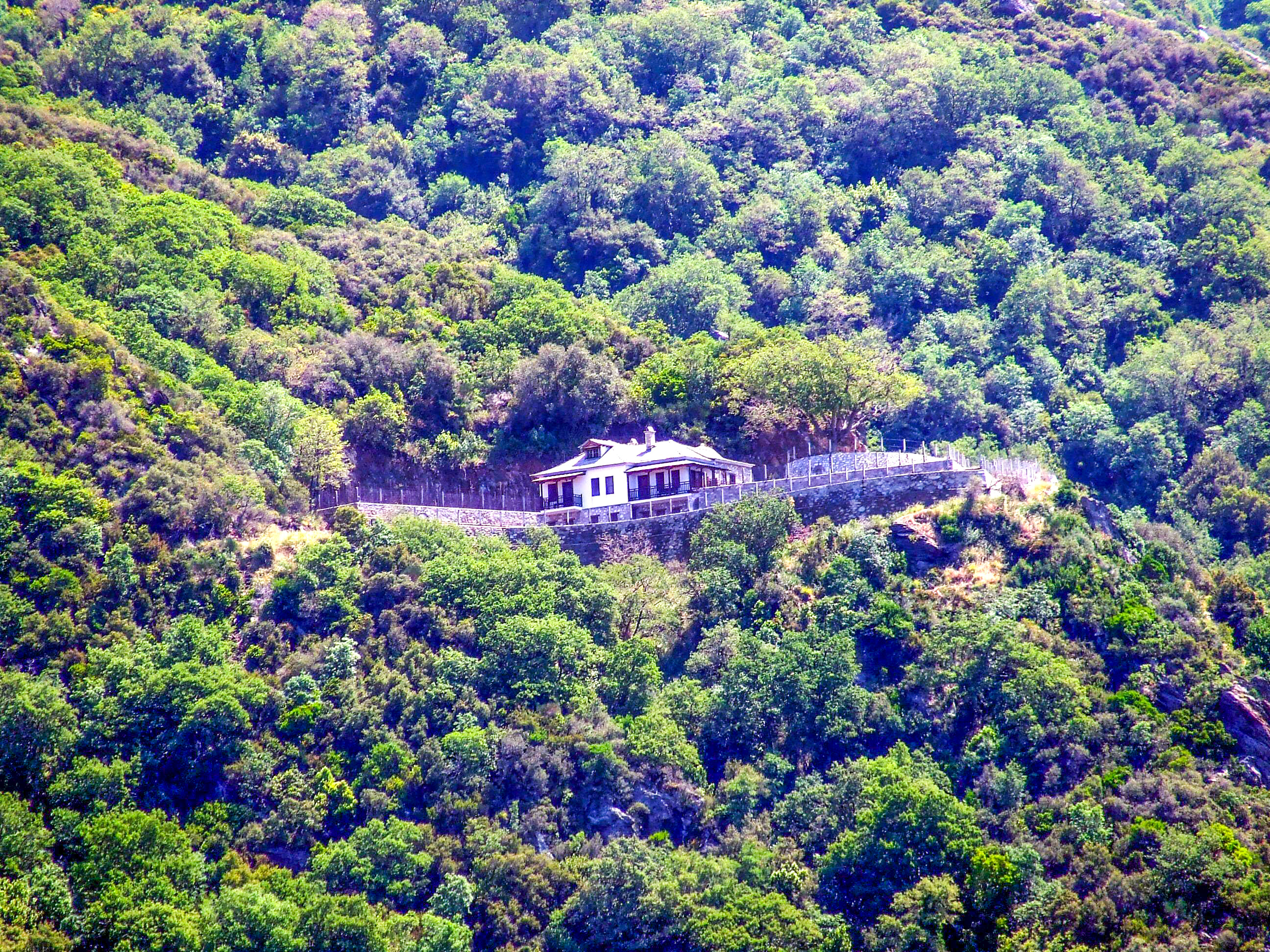 View of the Monastic Community of Mount Athos from a tourist boat