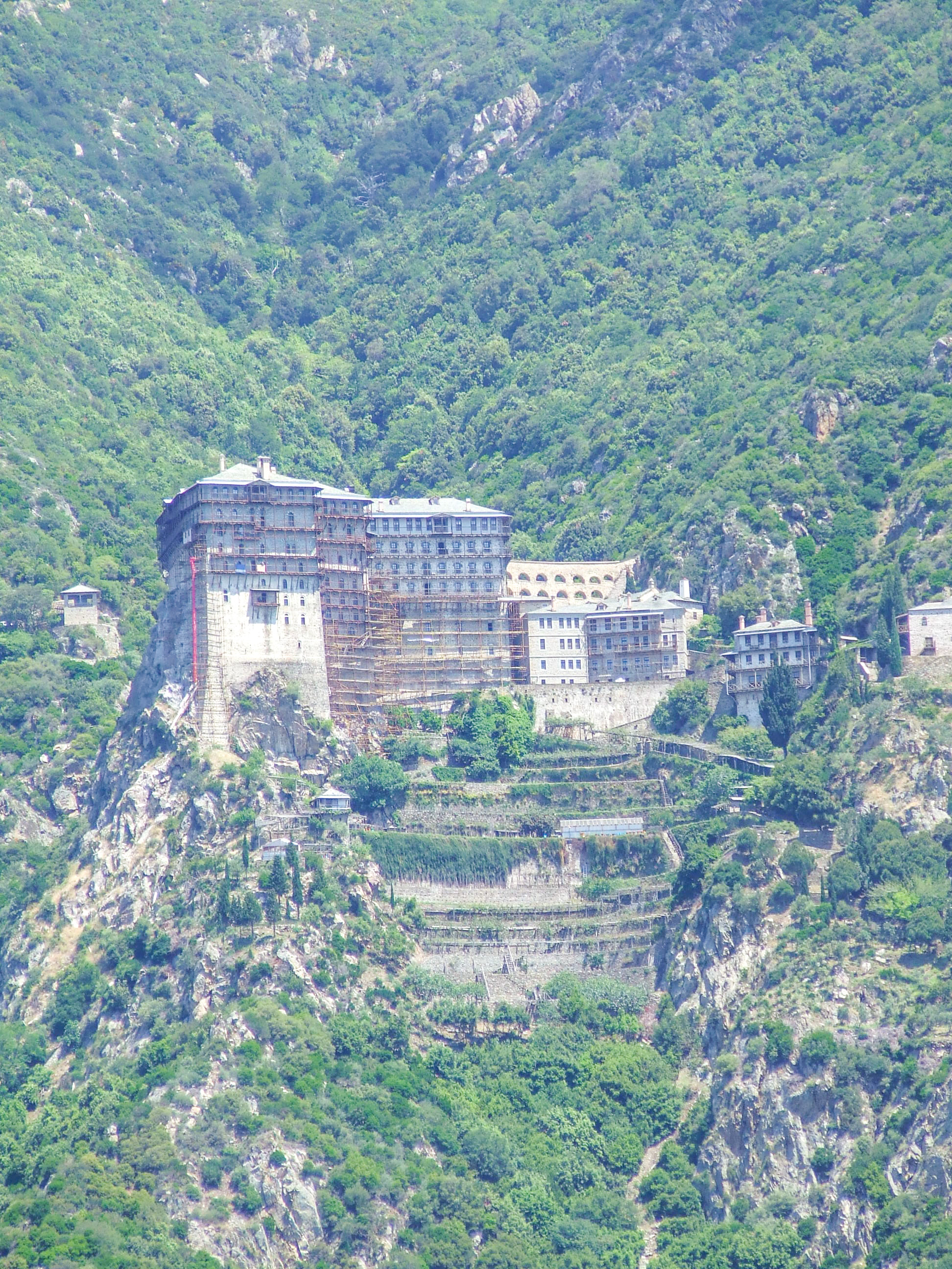 View of the Monastic Community of Mount Athos from a tourist boat