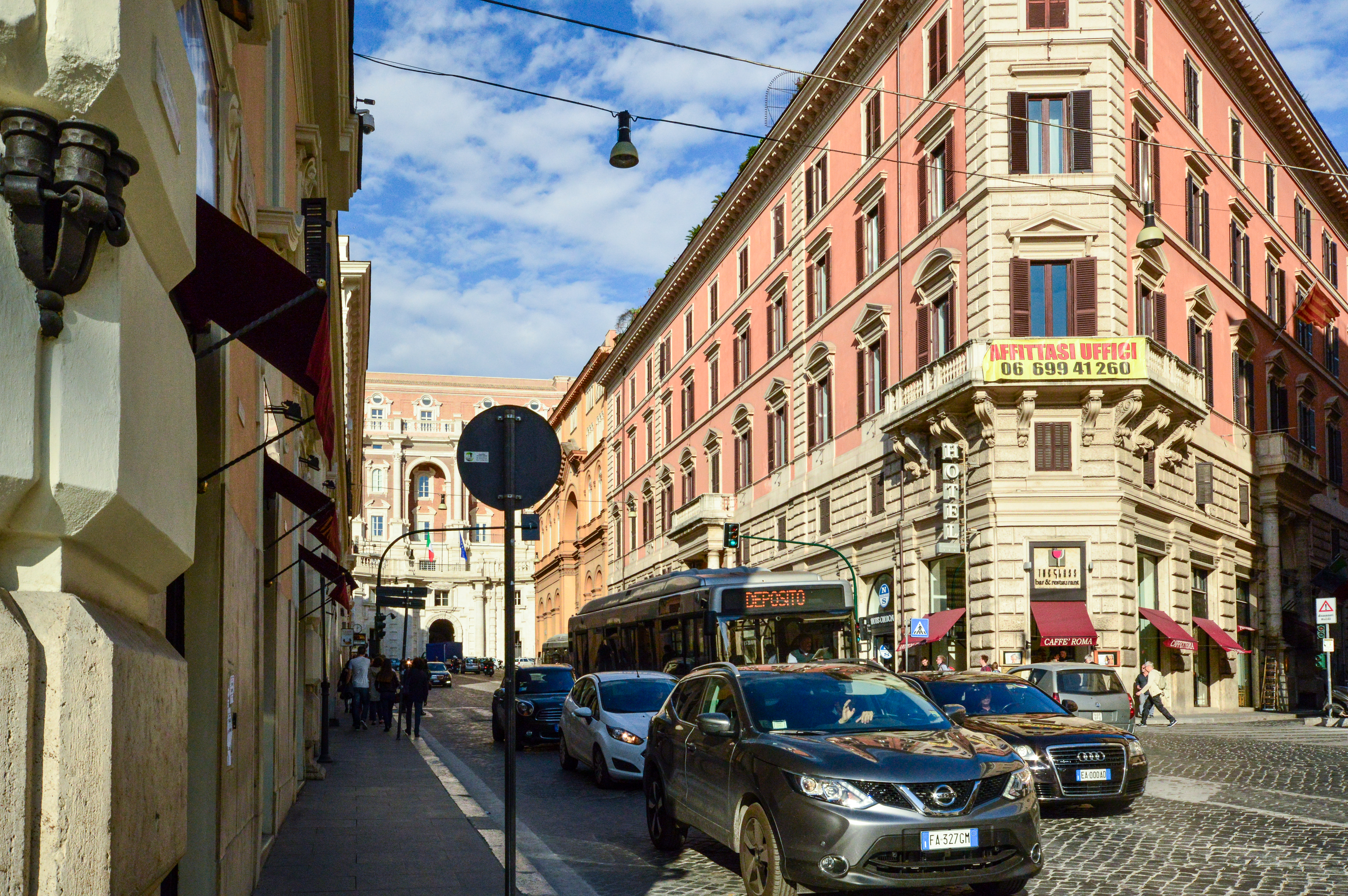 The street is bustling with activity