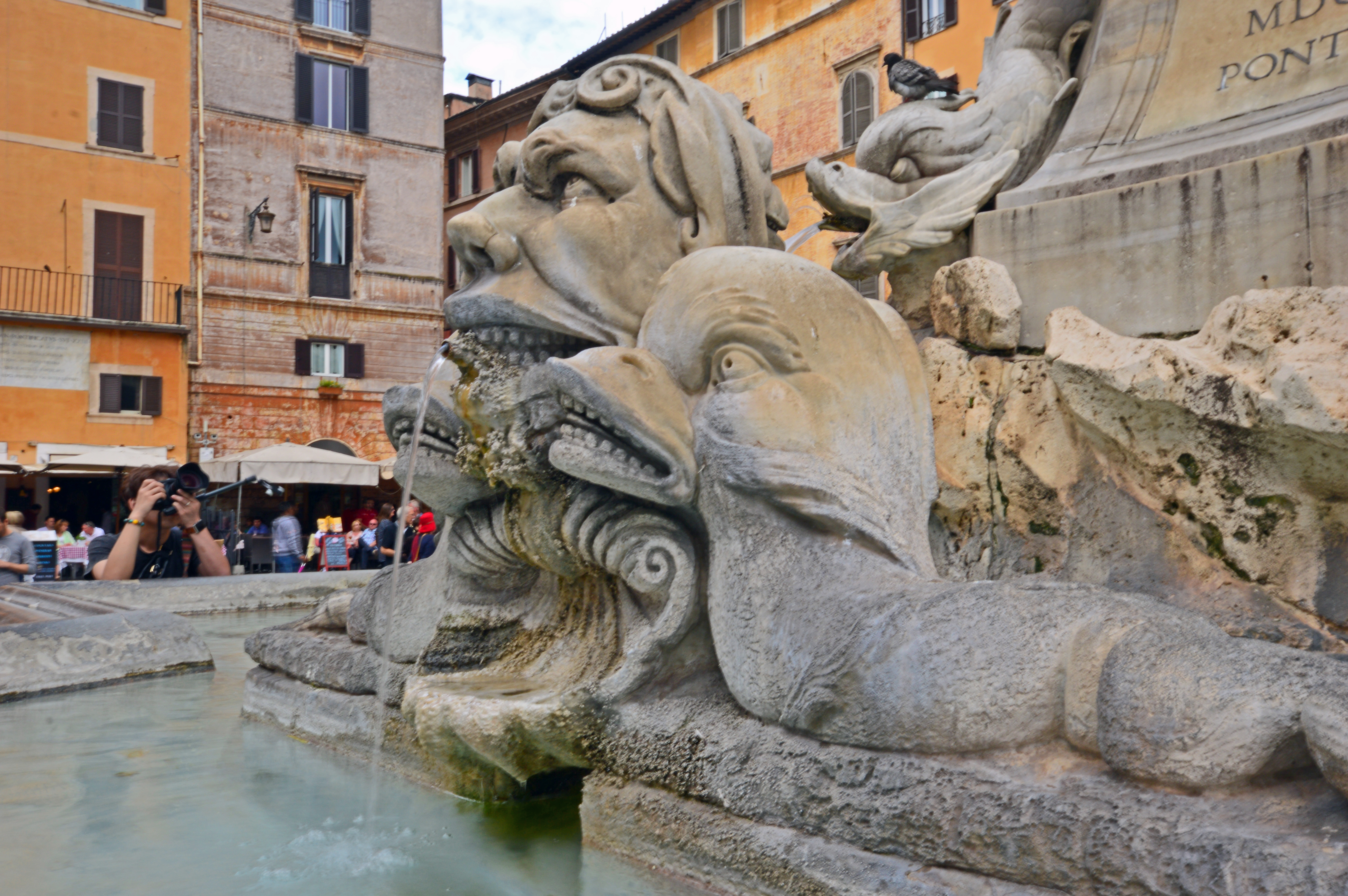 detailed view of a historic fountain