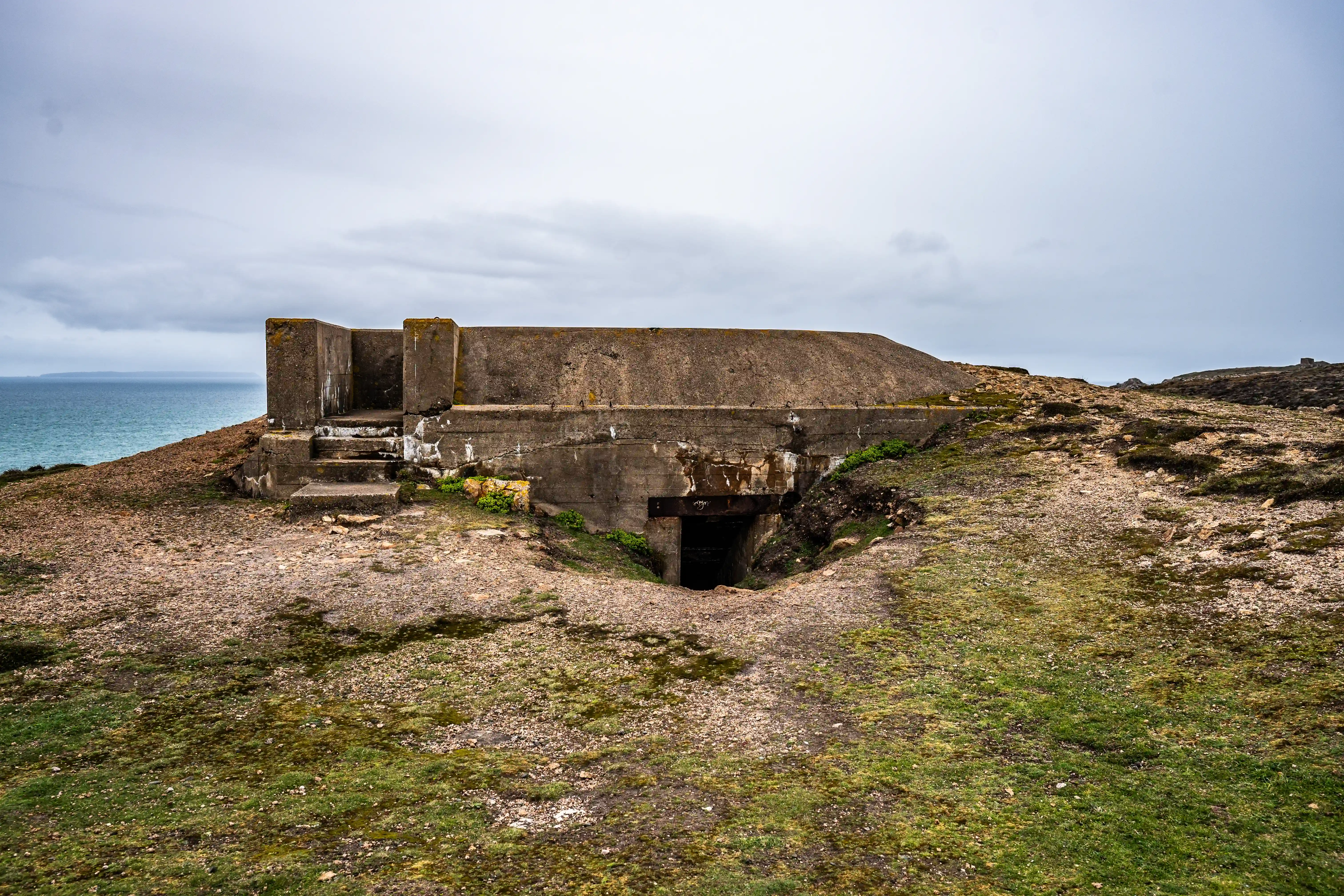 Abandoned Coastal Bunker in Overcast Weather