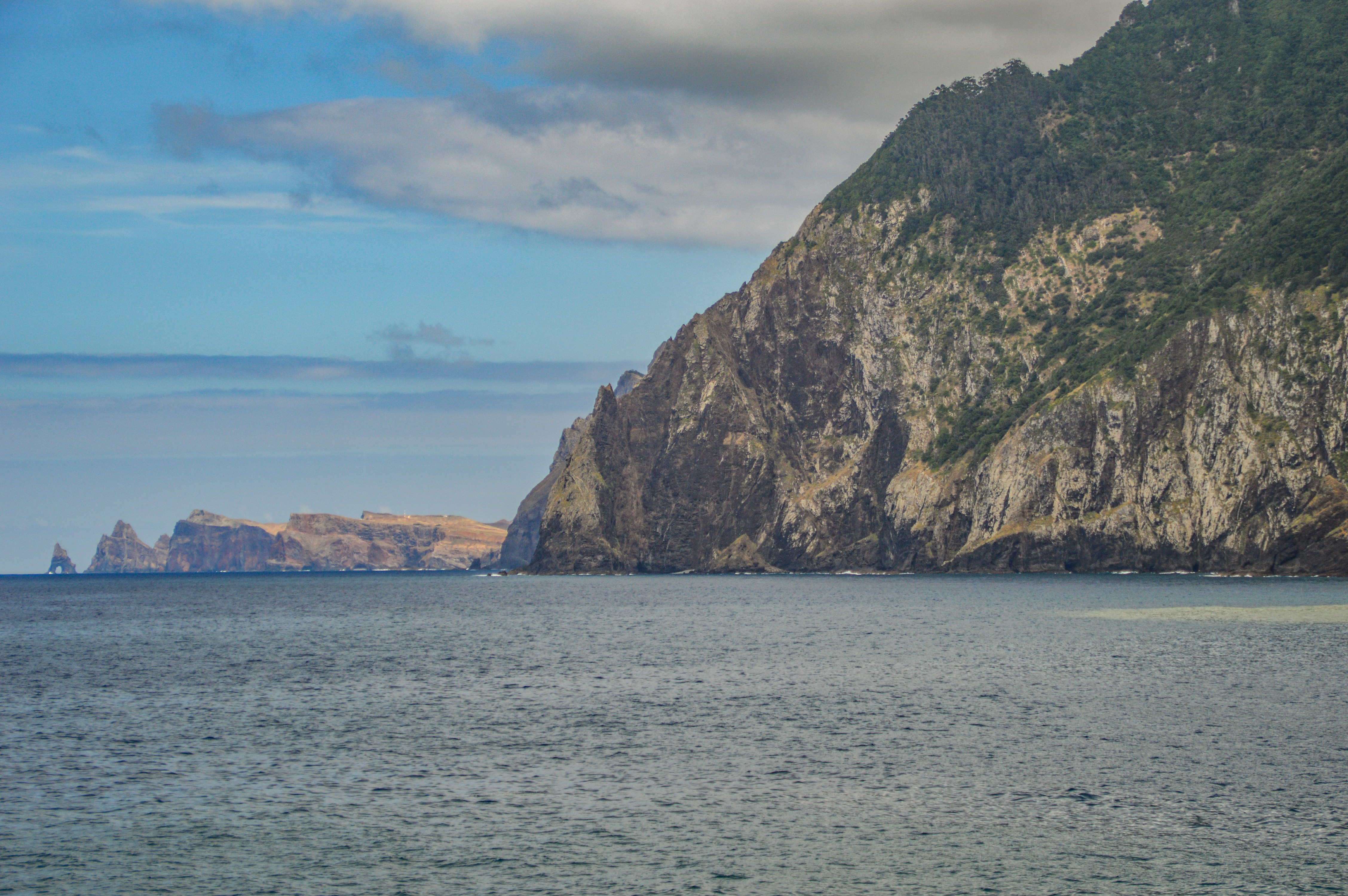 coastal landscape with steep, rocky cliffs