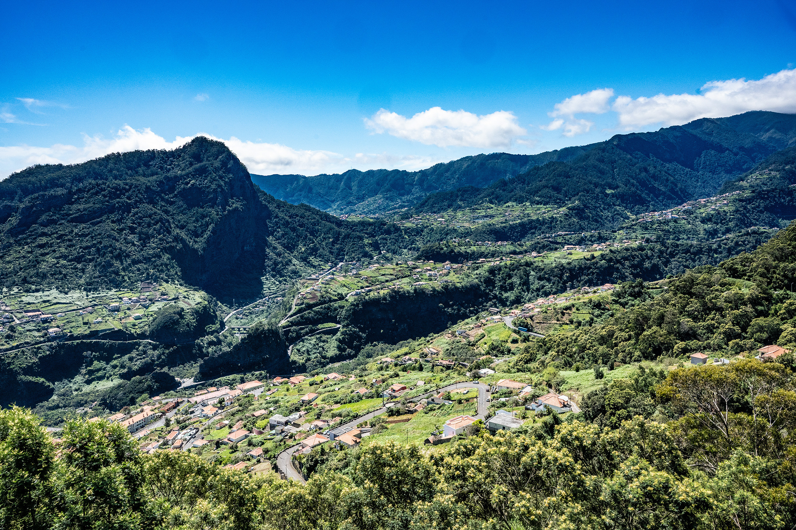 The sky is clear with a few clouds