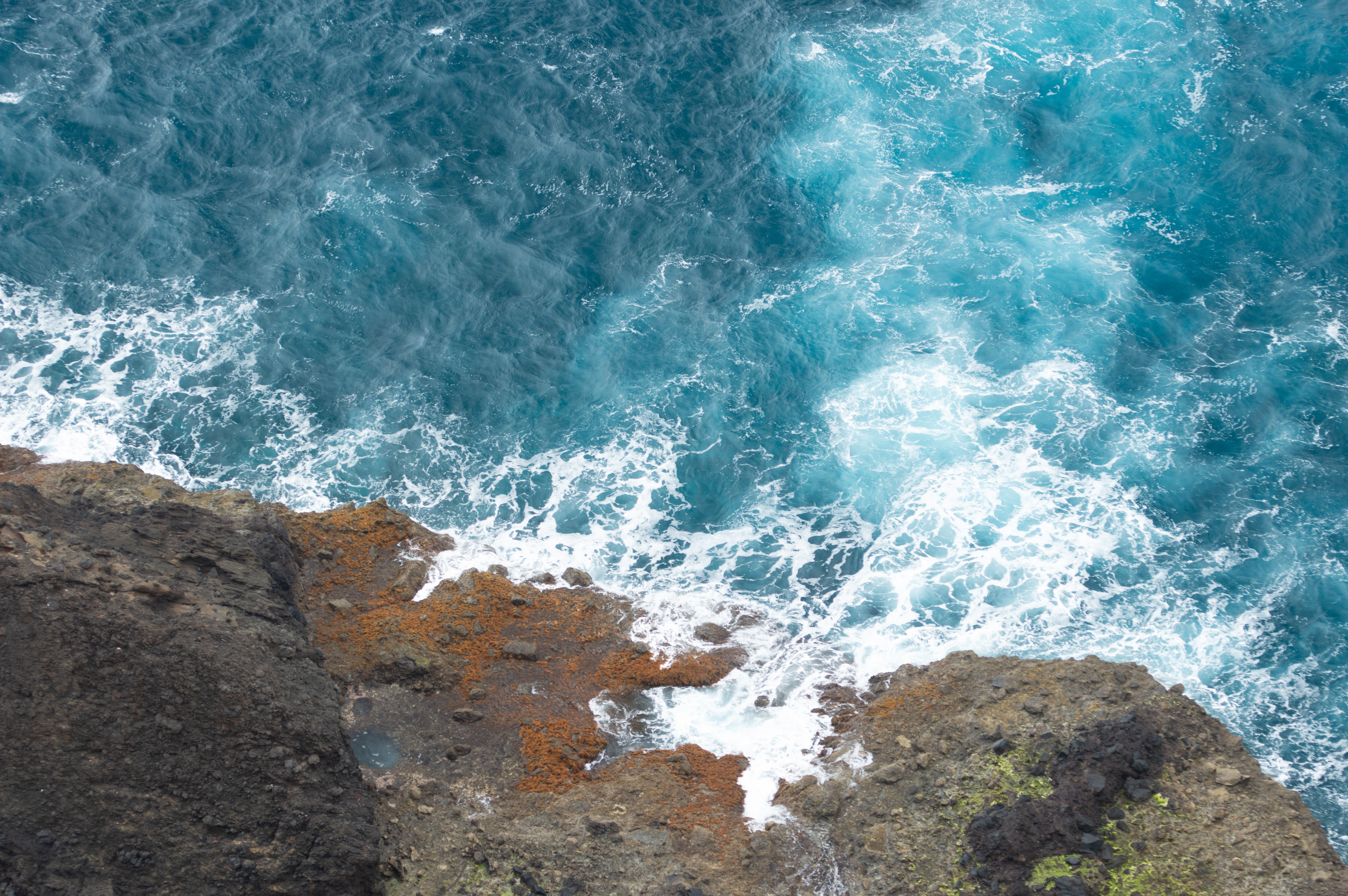 The water is a vibrant blue