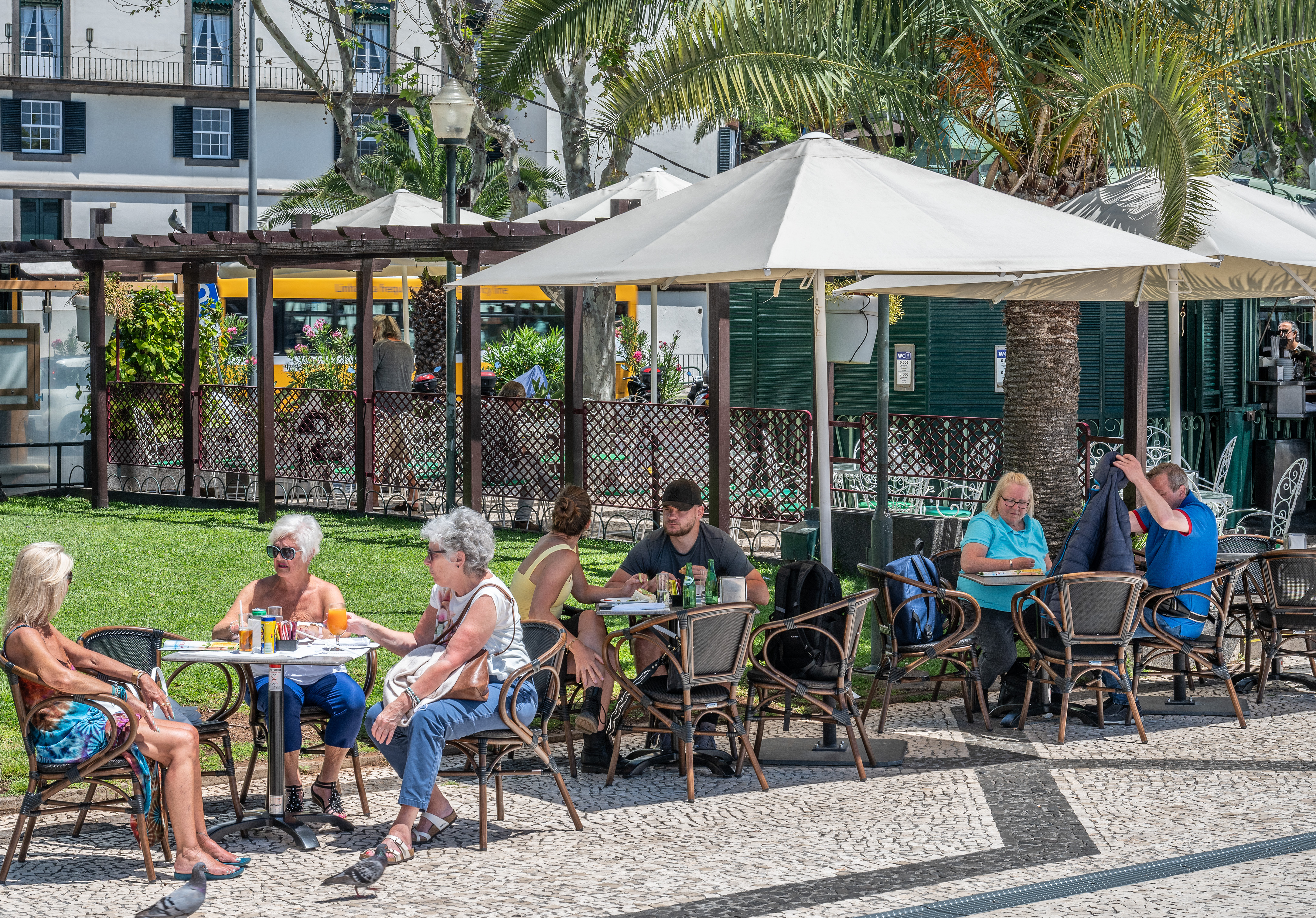 enjoying drinks and conversation 