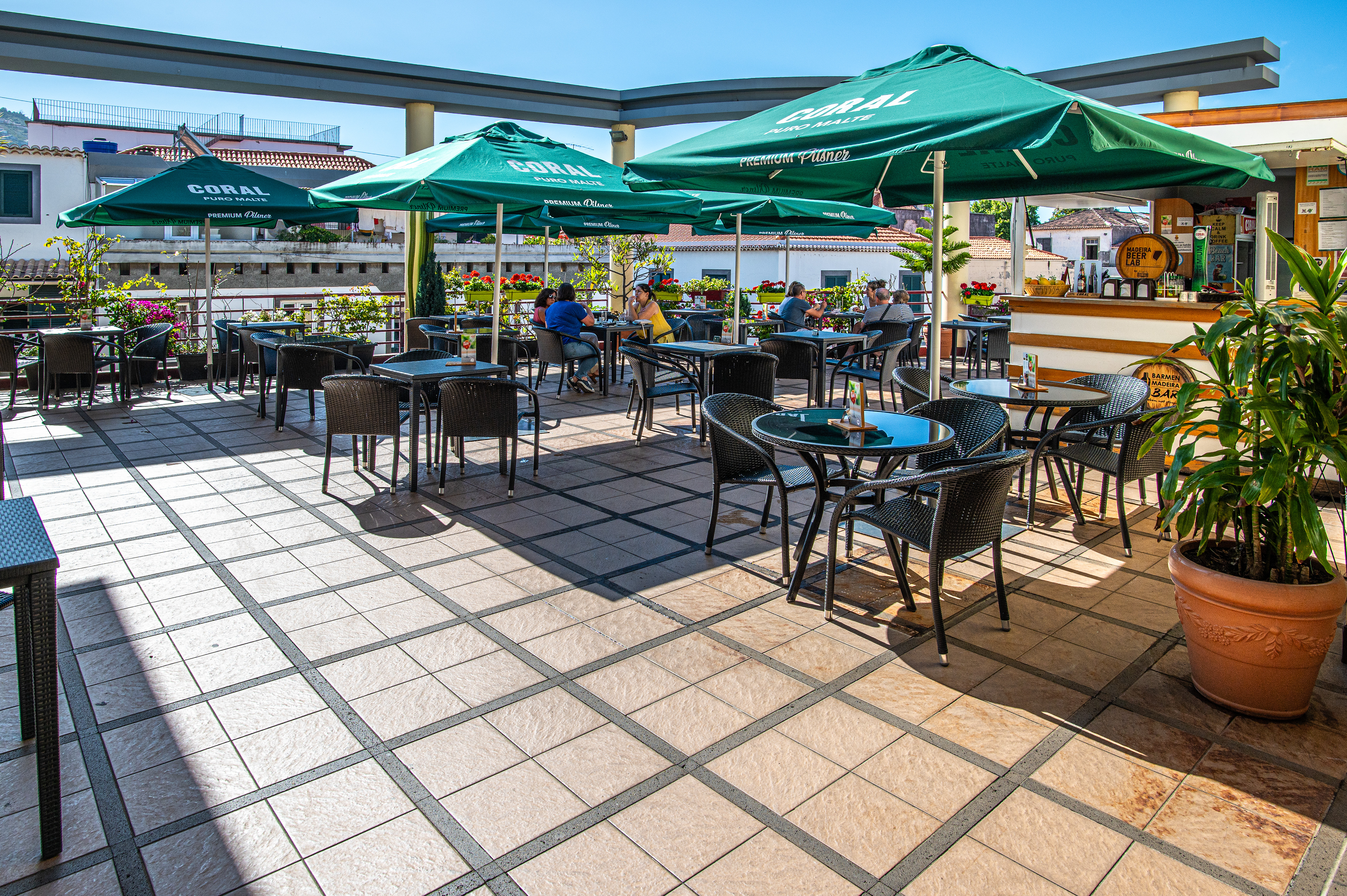 outdoor seating area of a cafe or restaurant