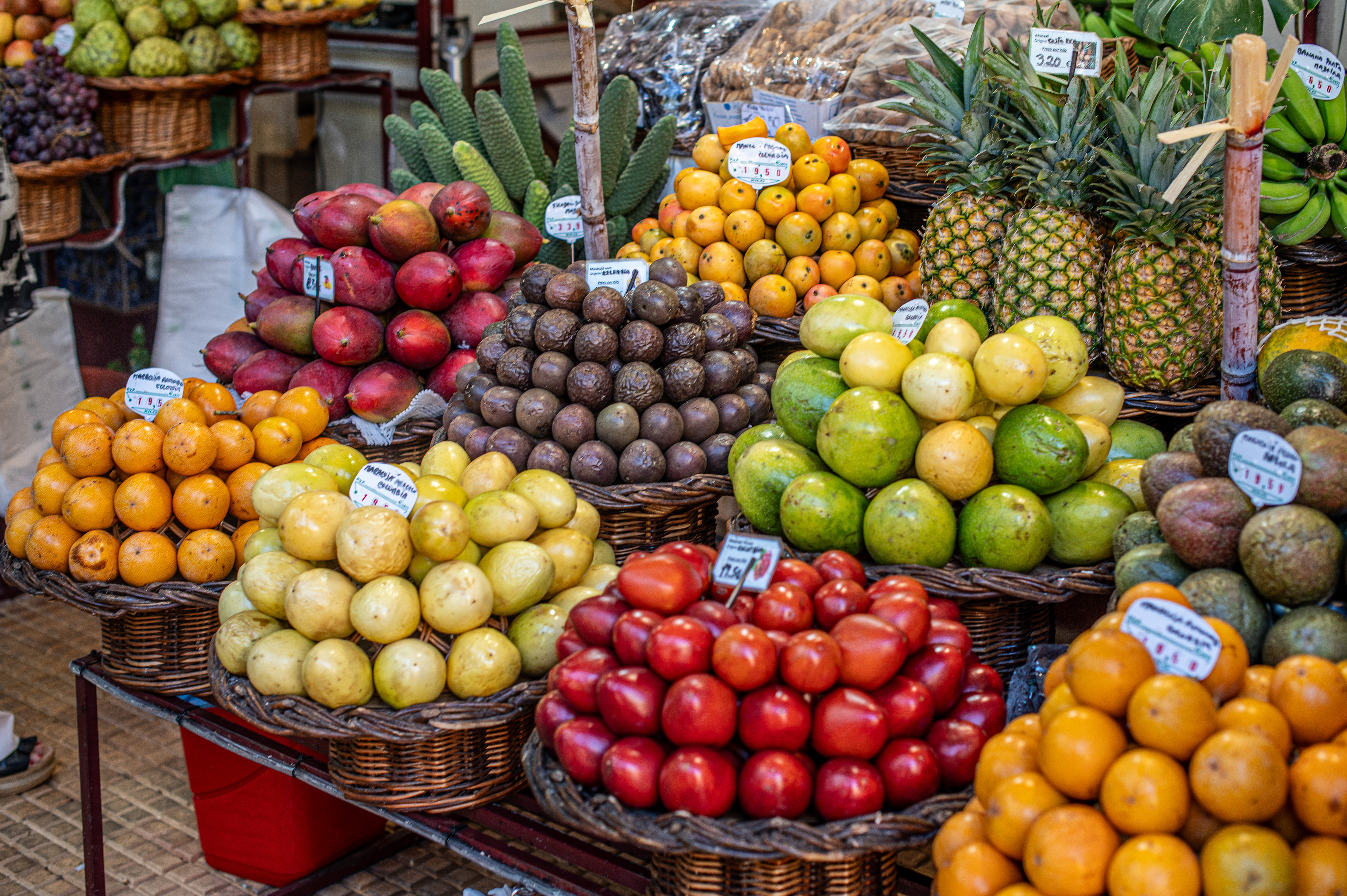 vibrant and colorful fruit stand