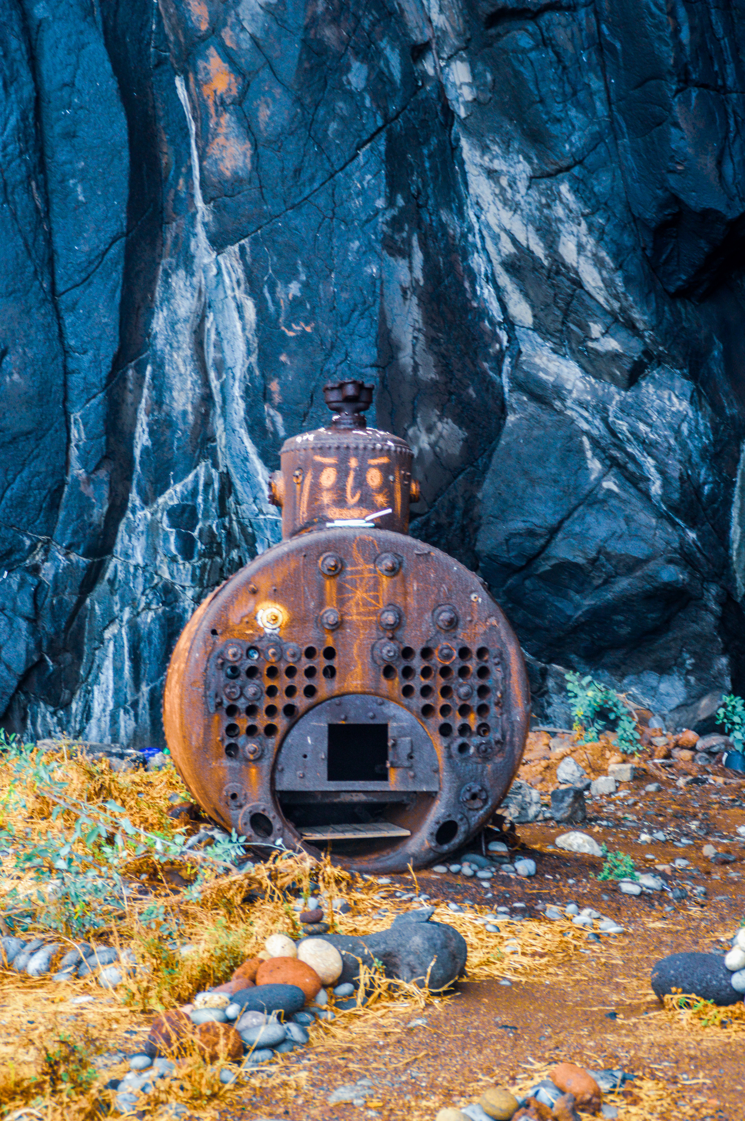 rusted industrial object