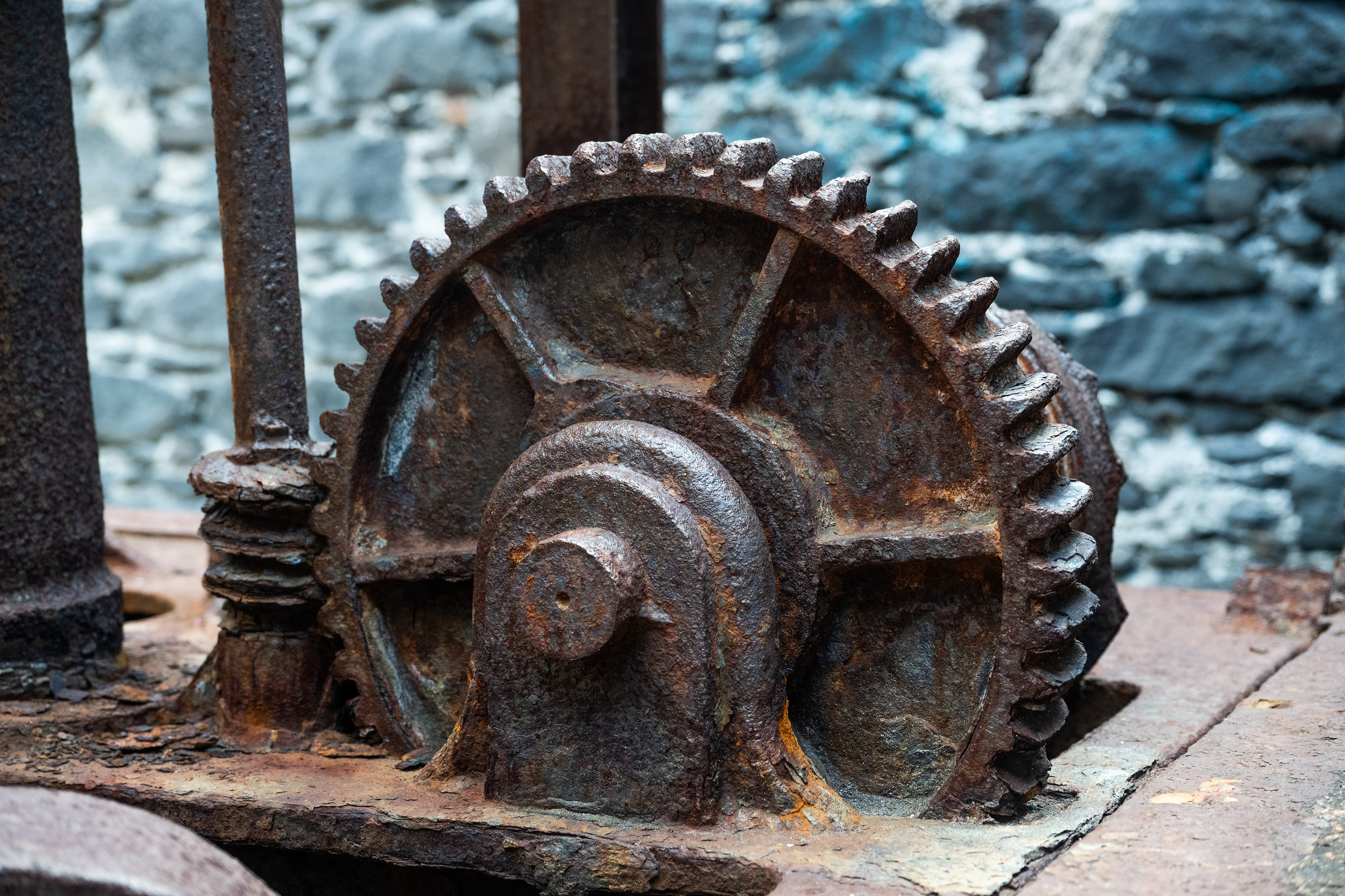 old, rusted mechanical gear