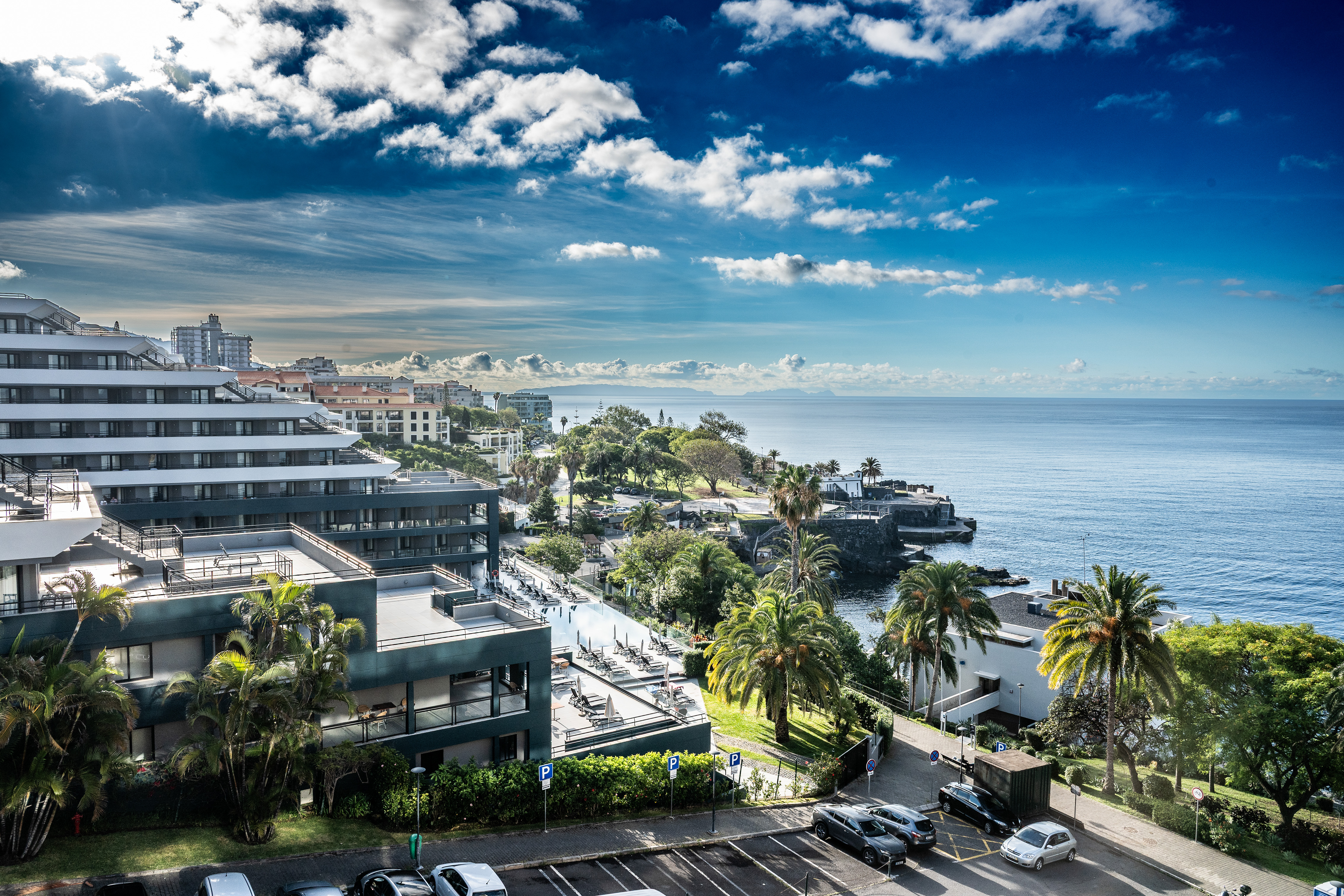 lush greenery, and a clear blue sky
