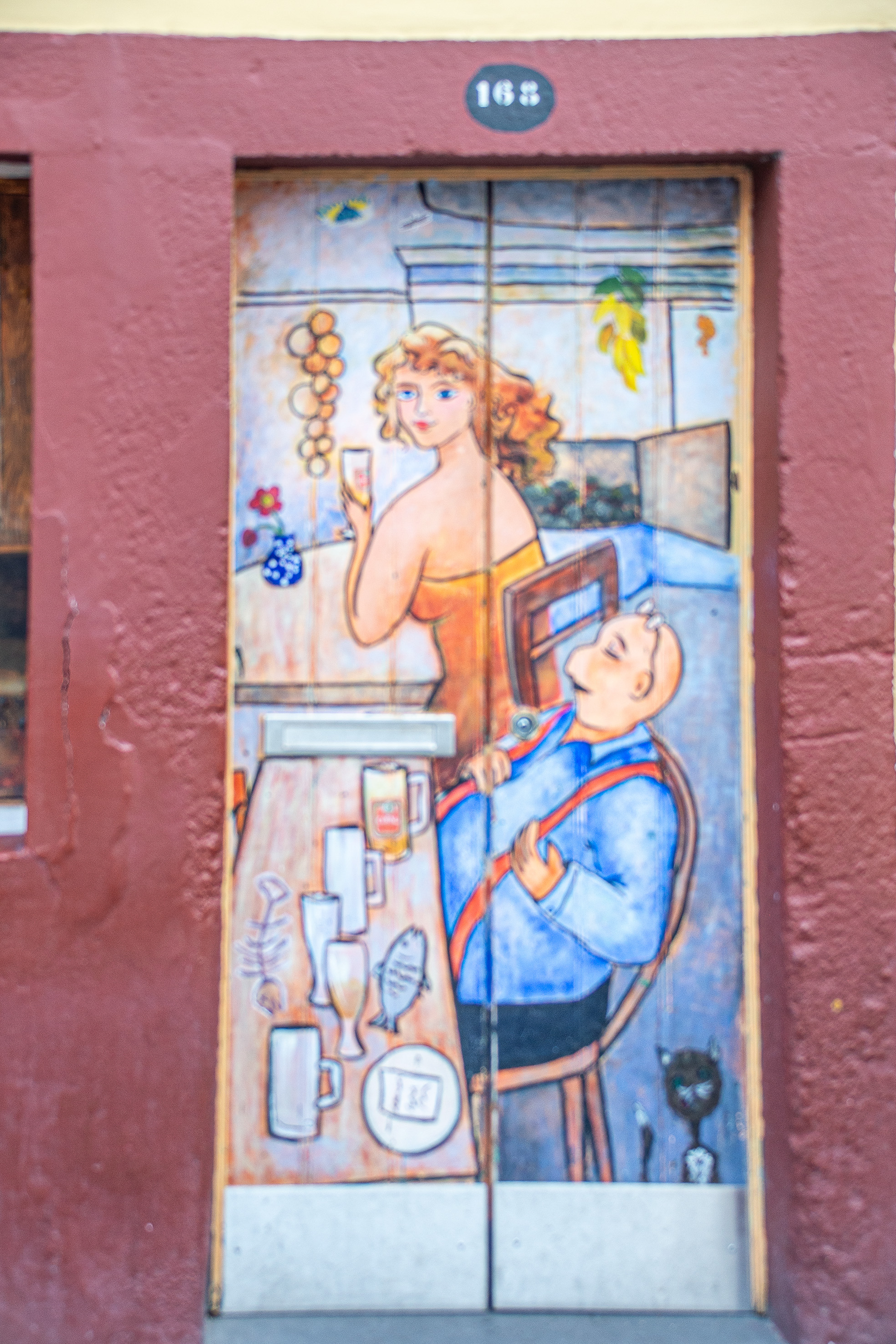 a man and a woman in a bar setting