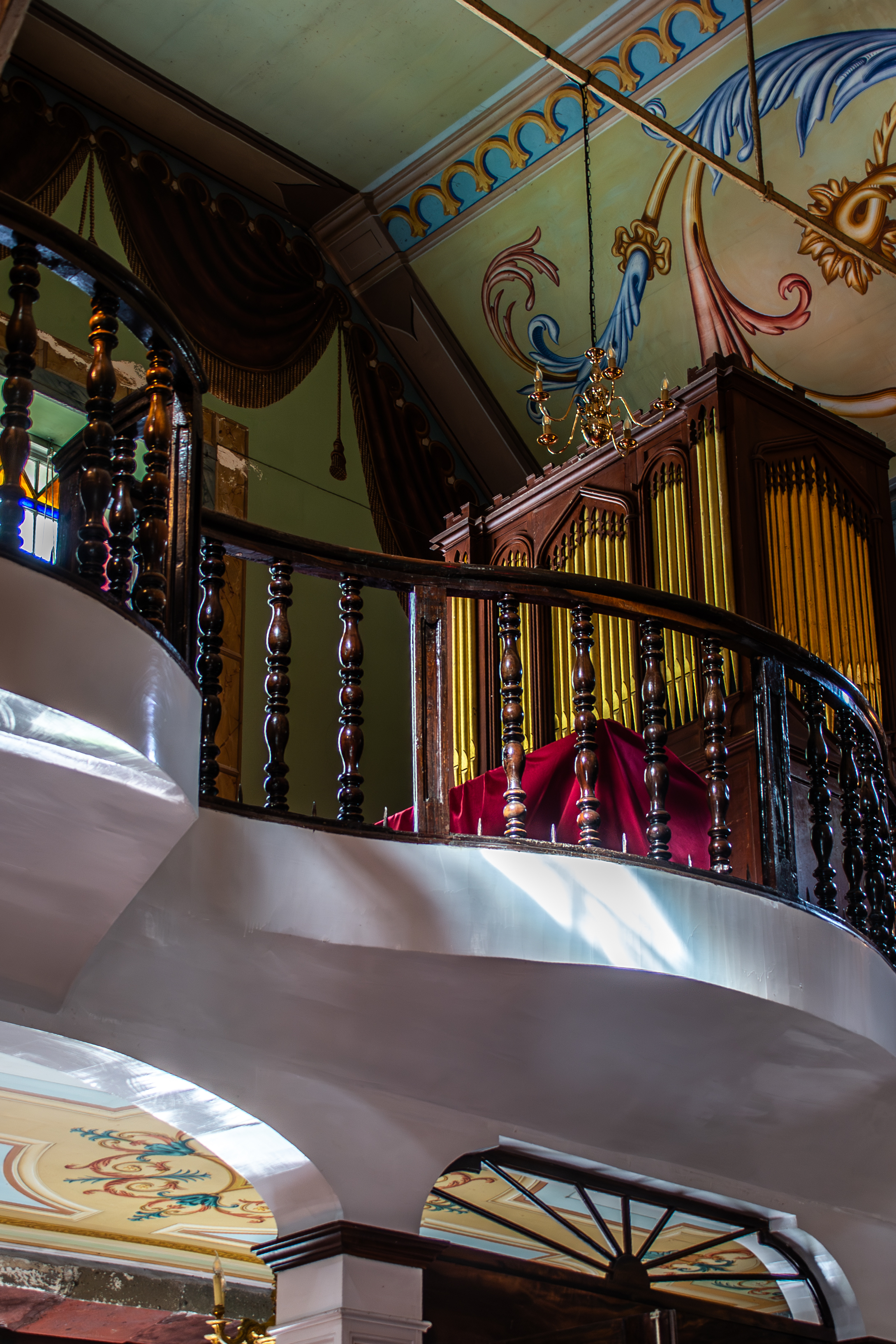 balcony with a wooden railing