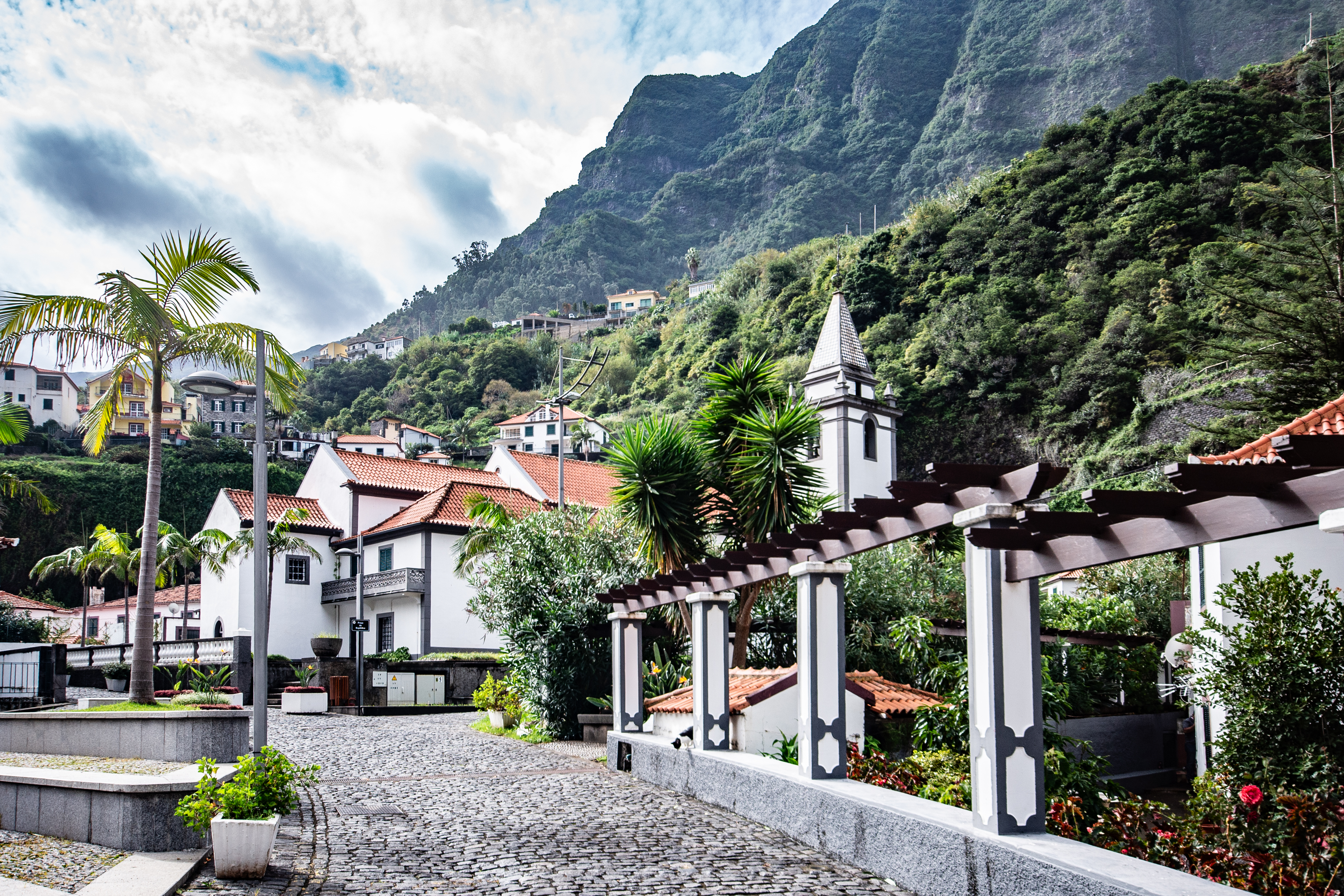 a picturesque village nestled in a mountainous area