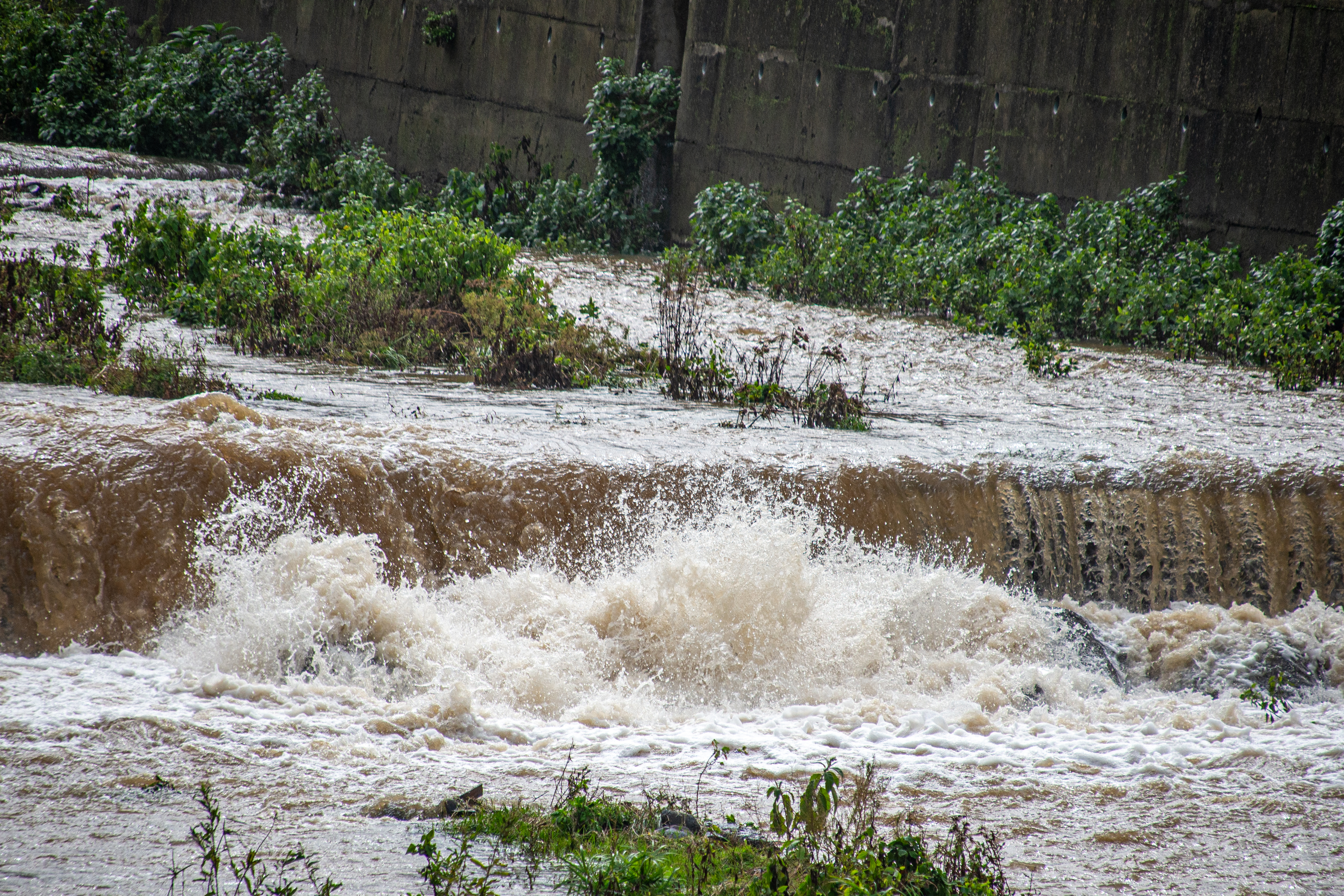 a fast-flowing river with turbulent water