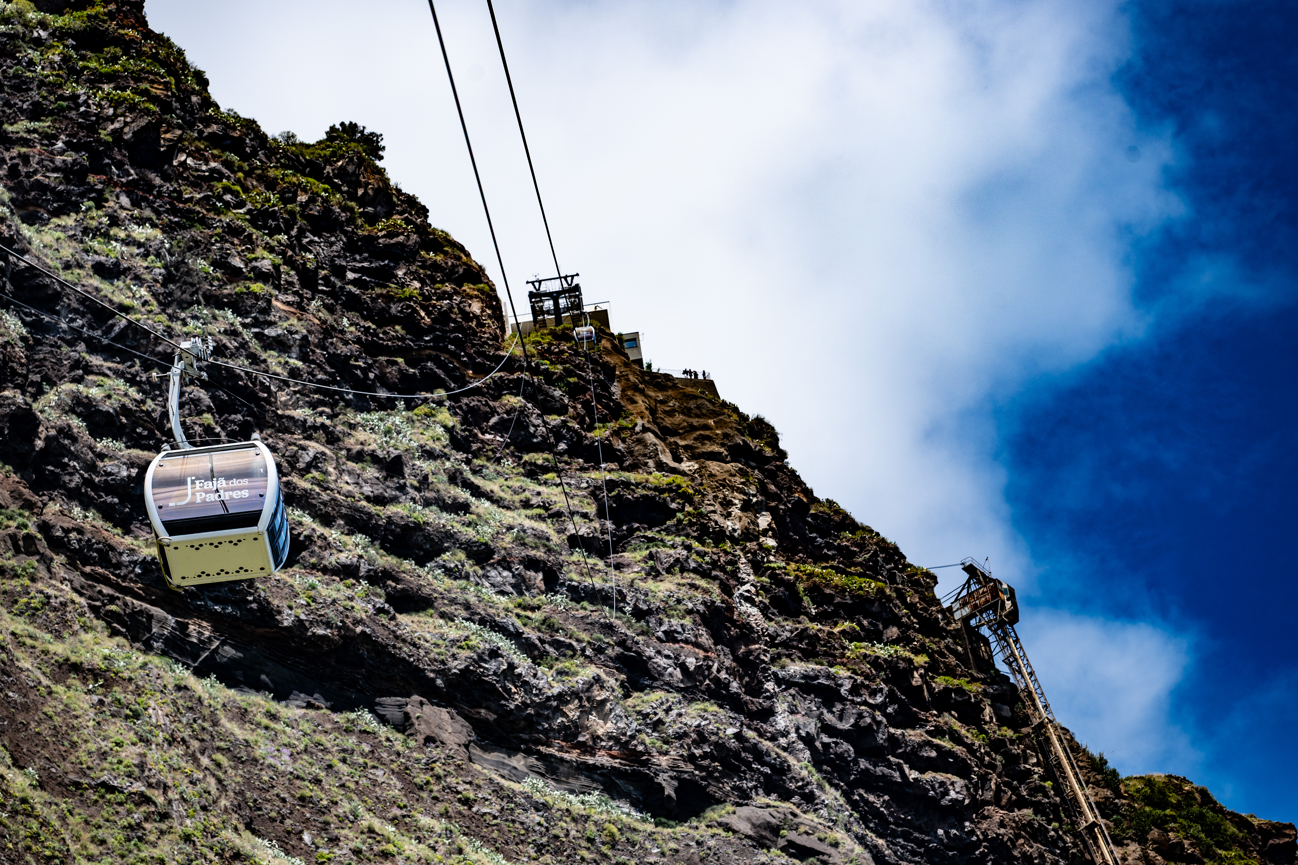 cable car system on a rocky mountain slope
