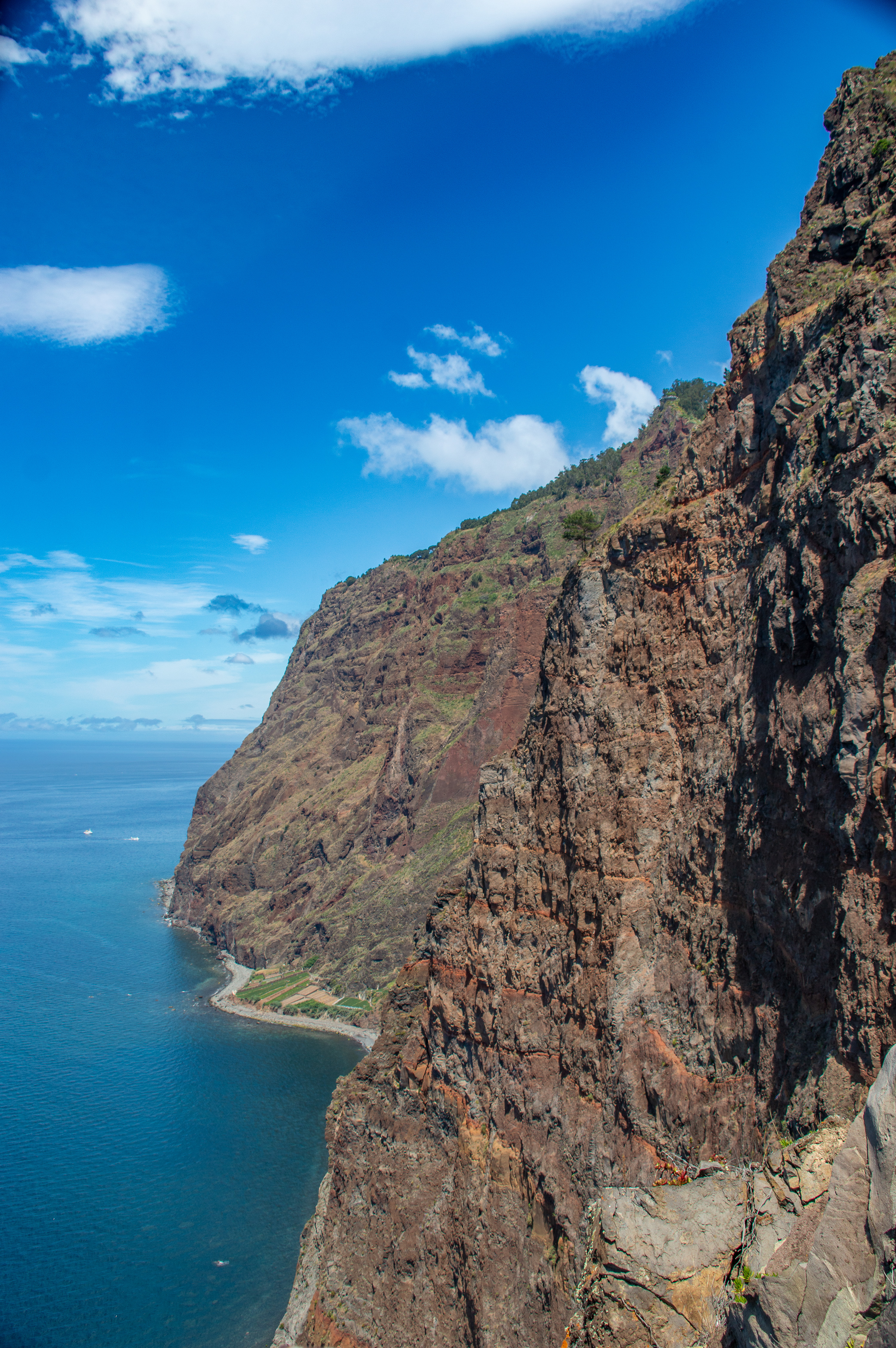 high cliffs and a clear blue sky