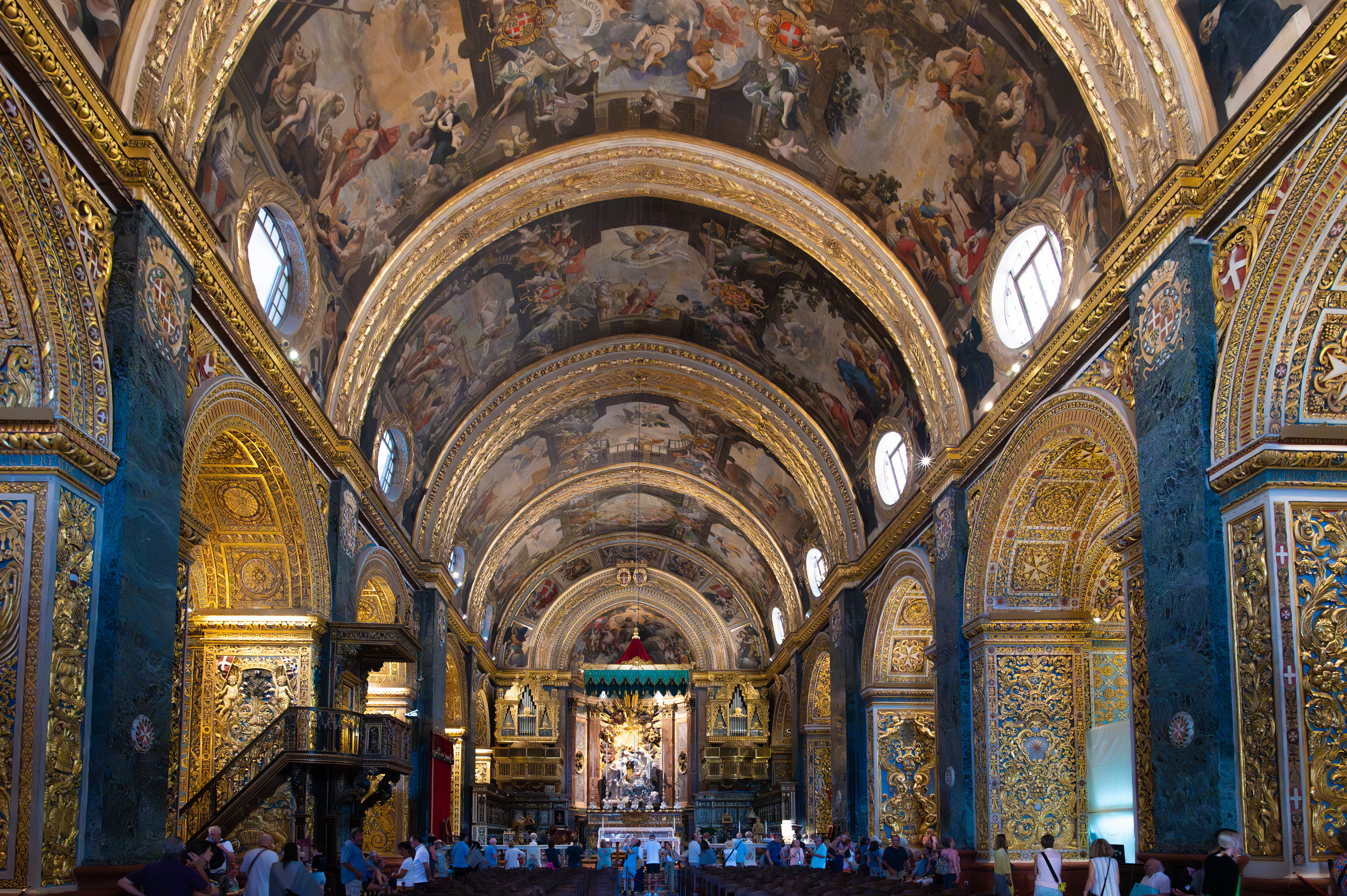 elaborate frescoes on the ceilin
