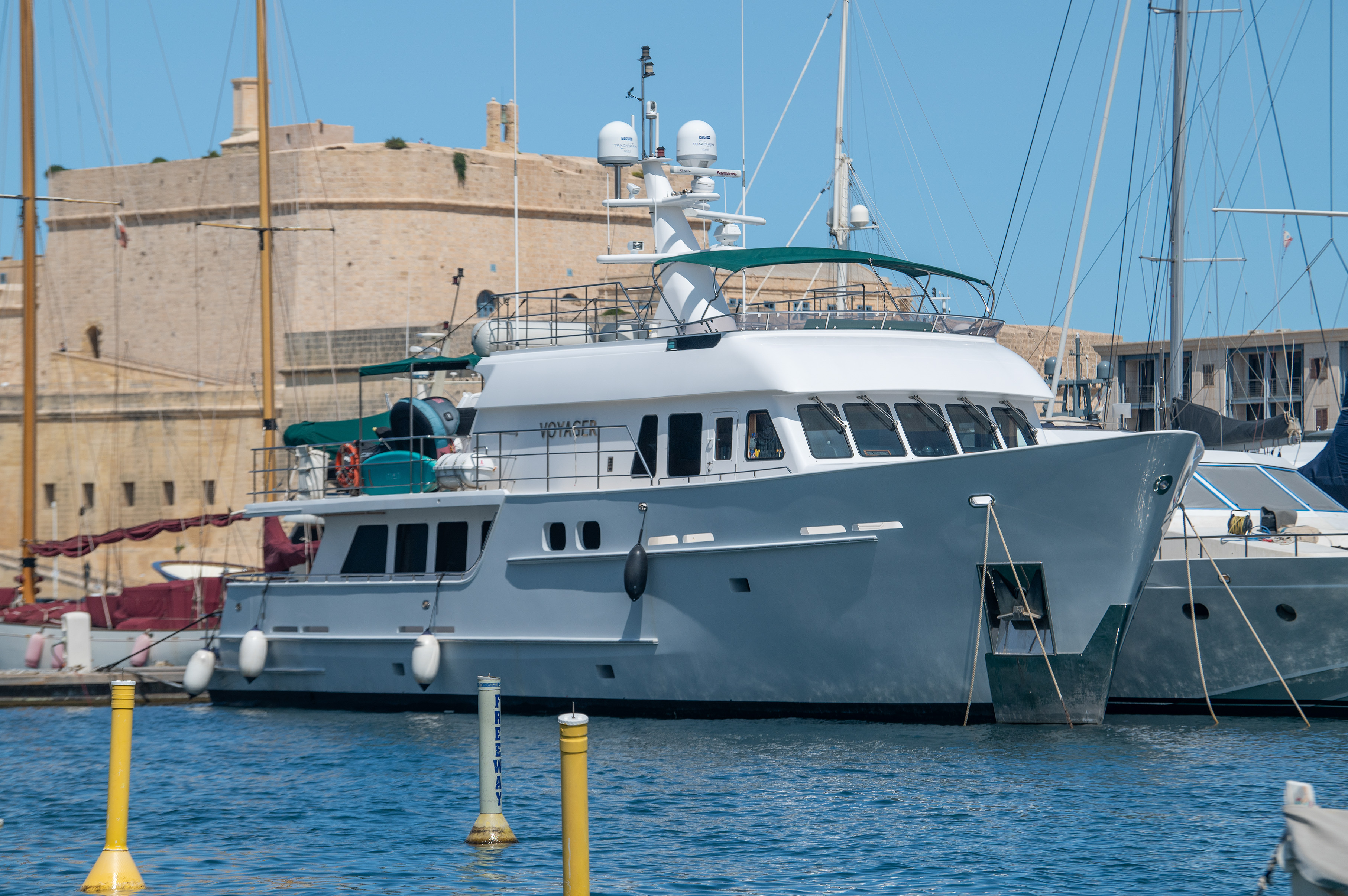 The yacht, named Voyager