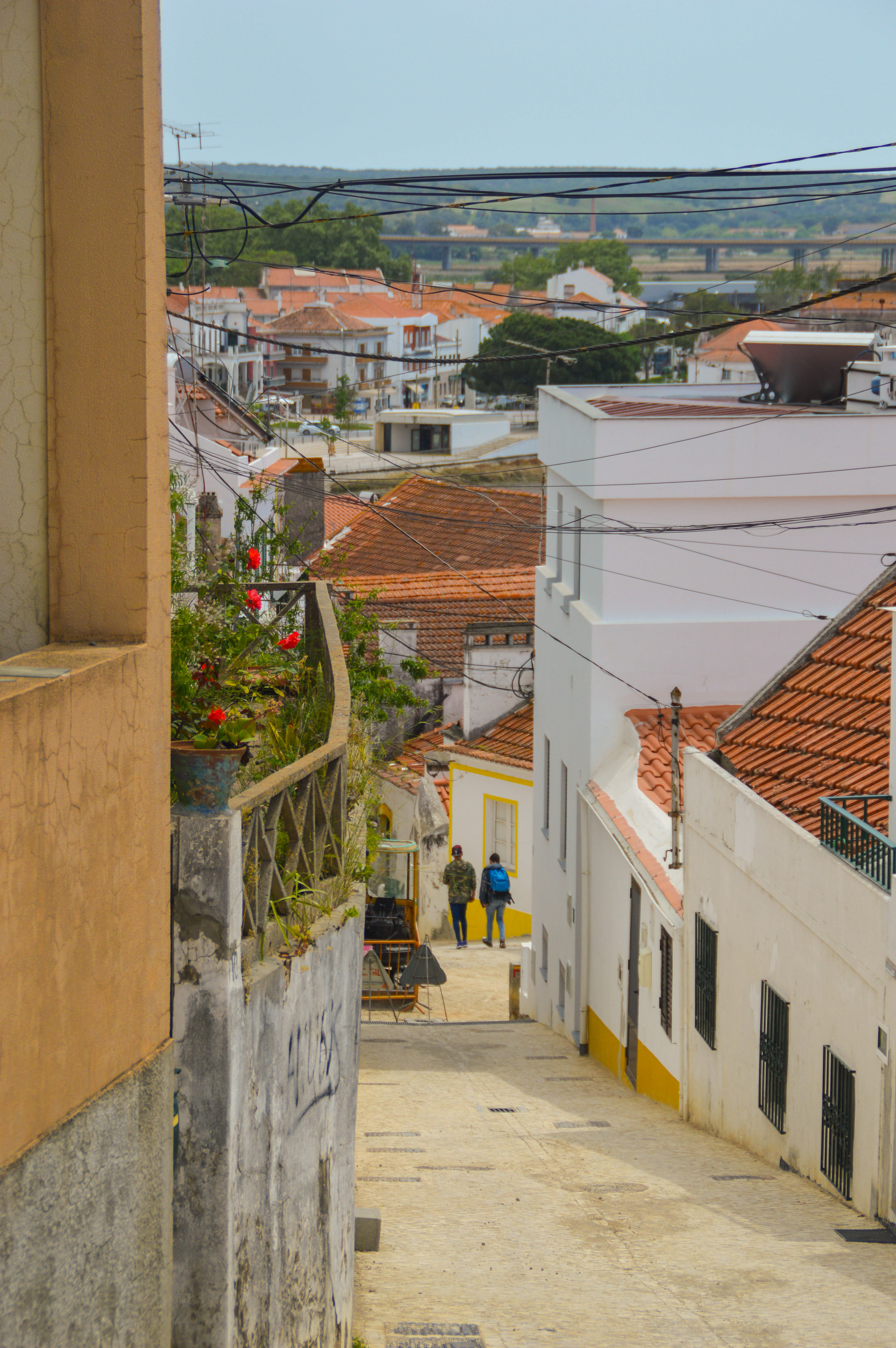 a narrow, inclined street