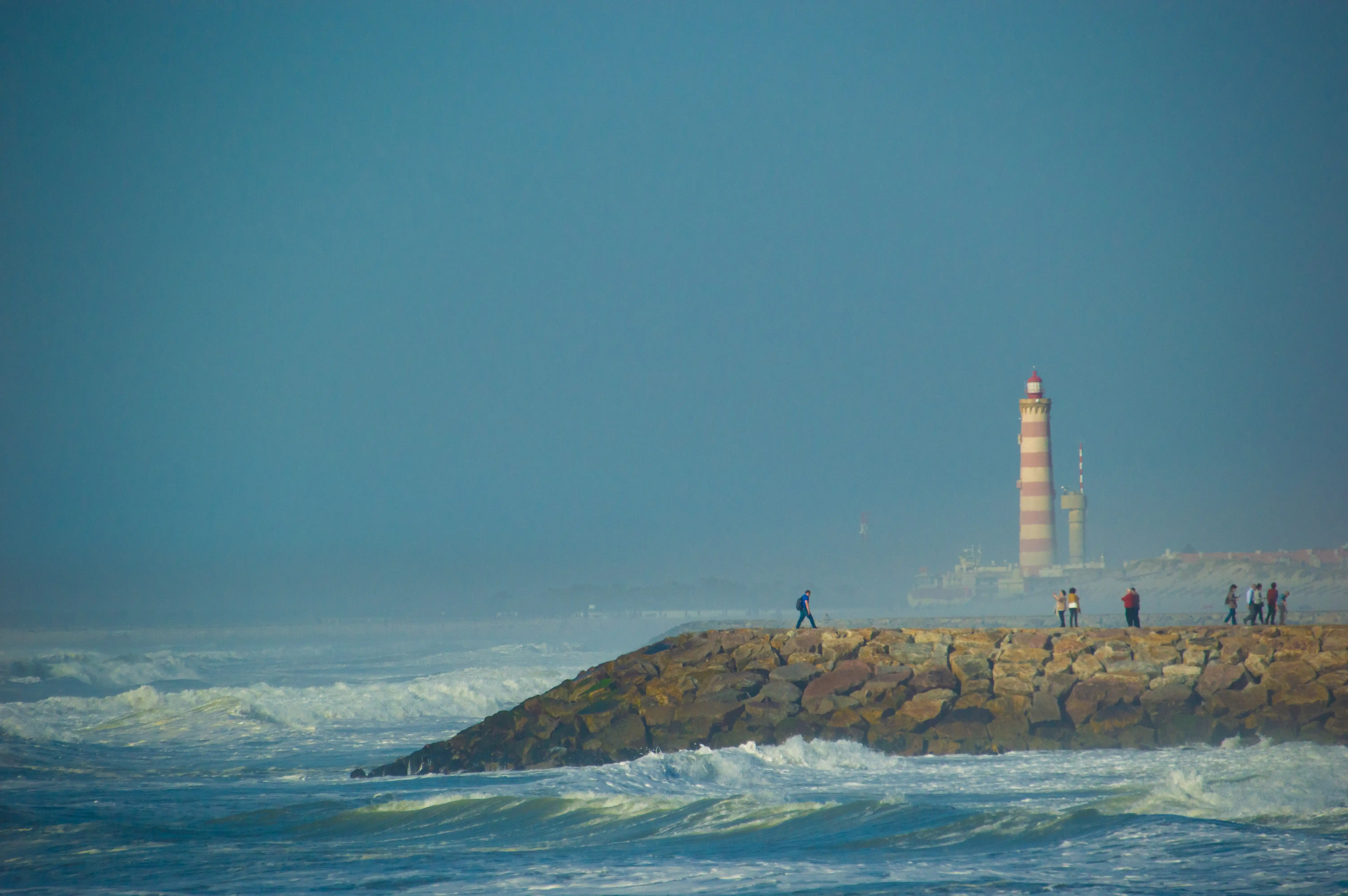 Lighthouse seen through sea haze