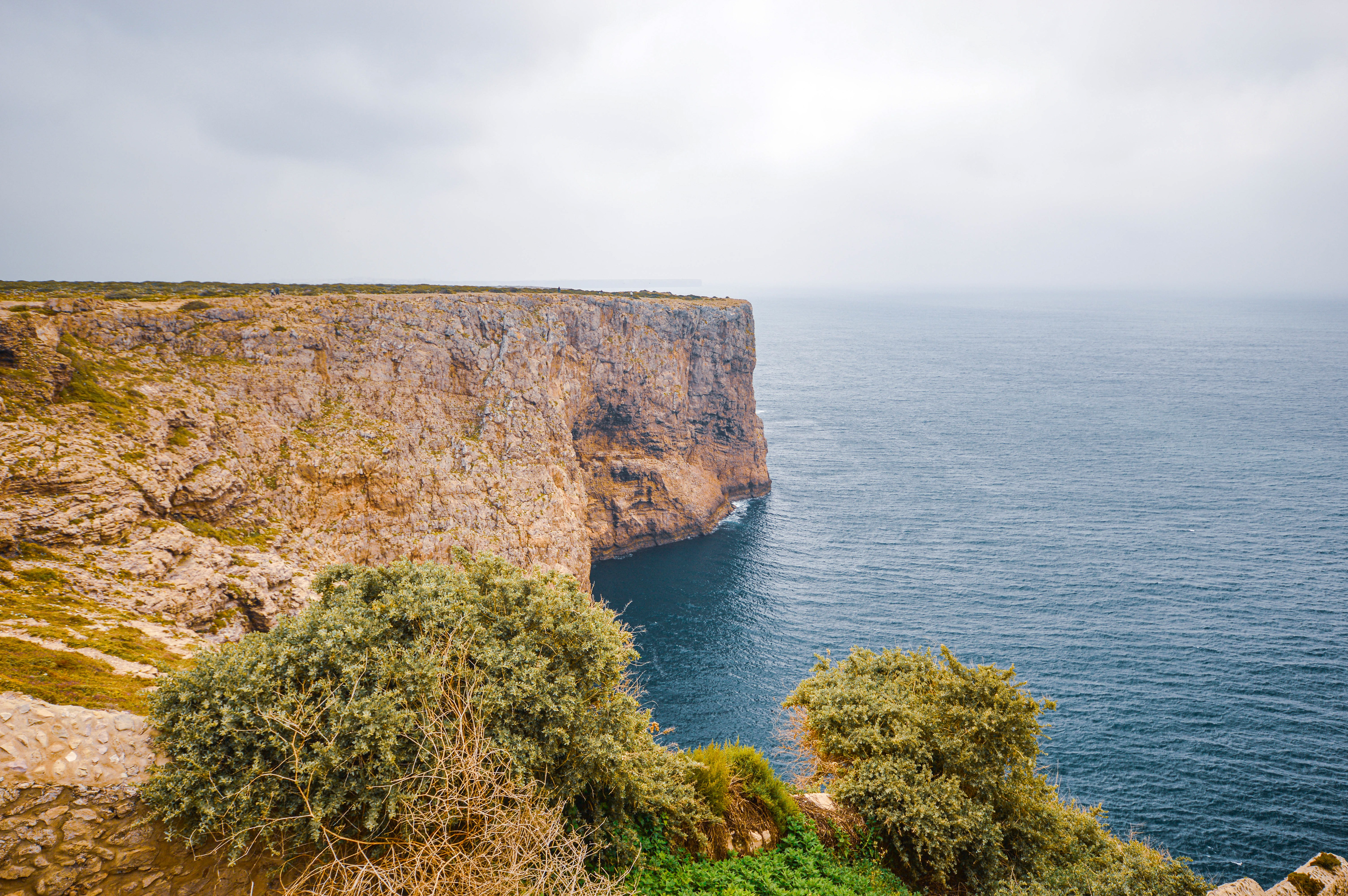 dramatic coastal cliff with a sheer drop into the ocean