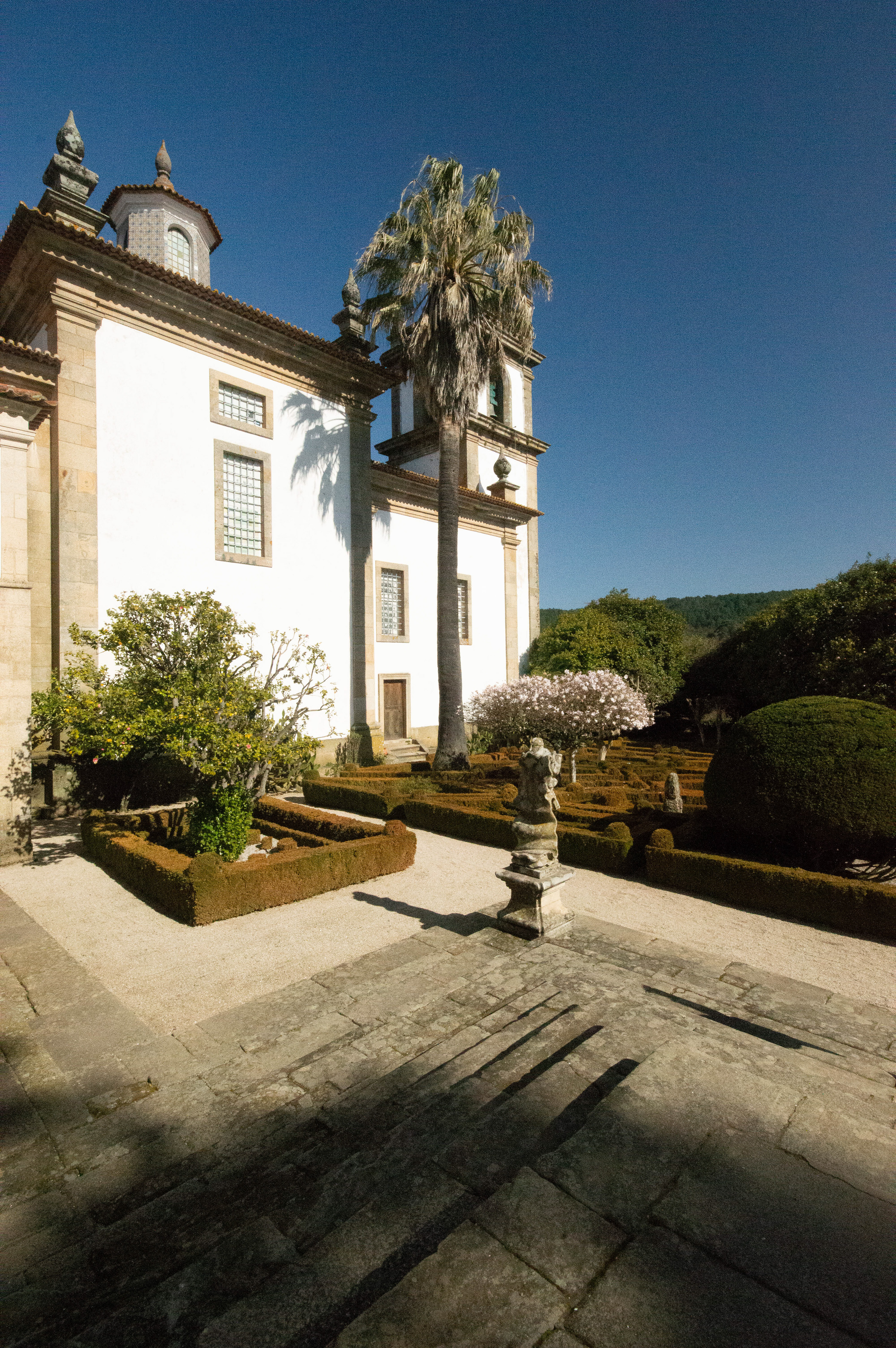 church with a well-maintained garden