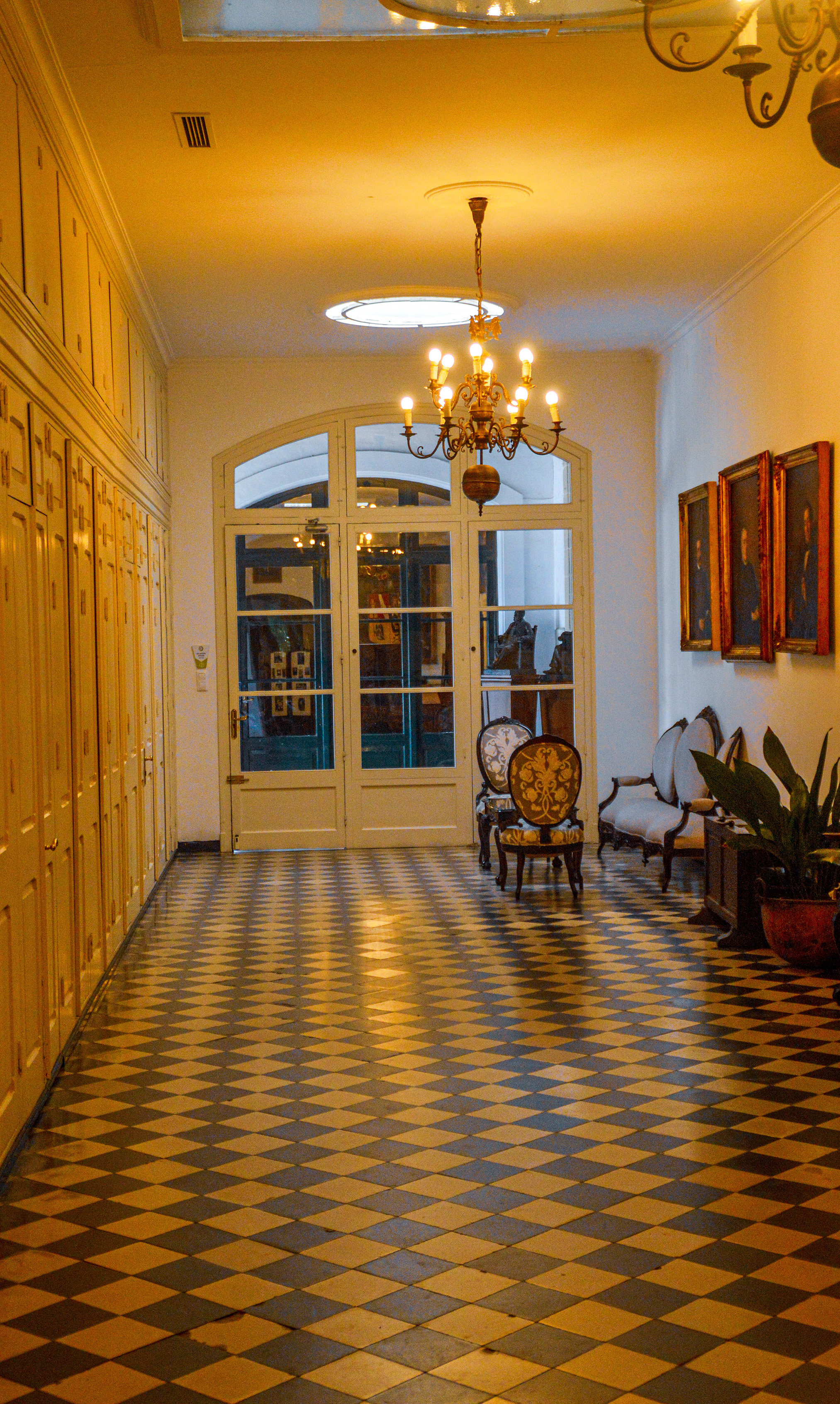 an elegant, vintage-style hallway