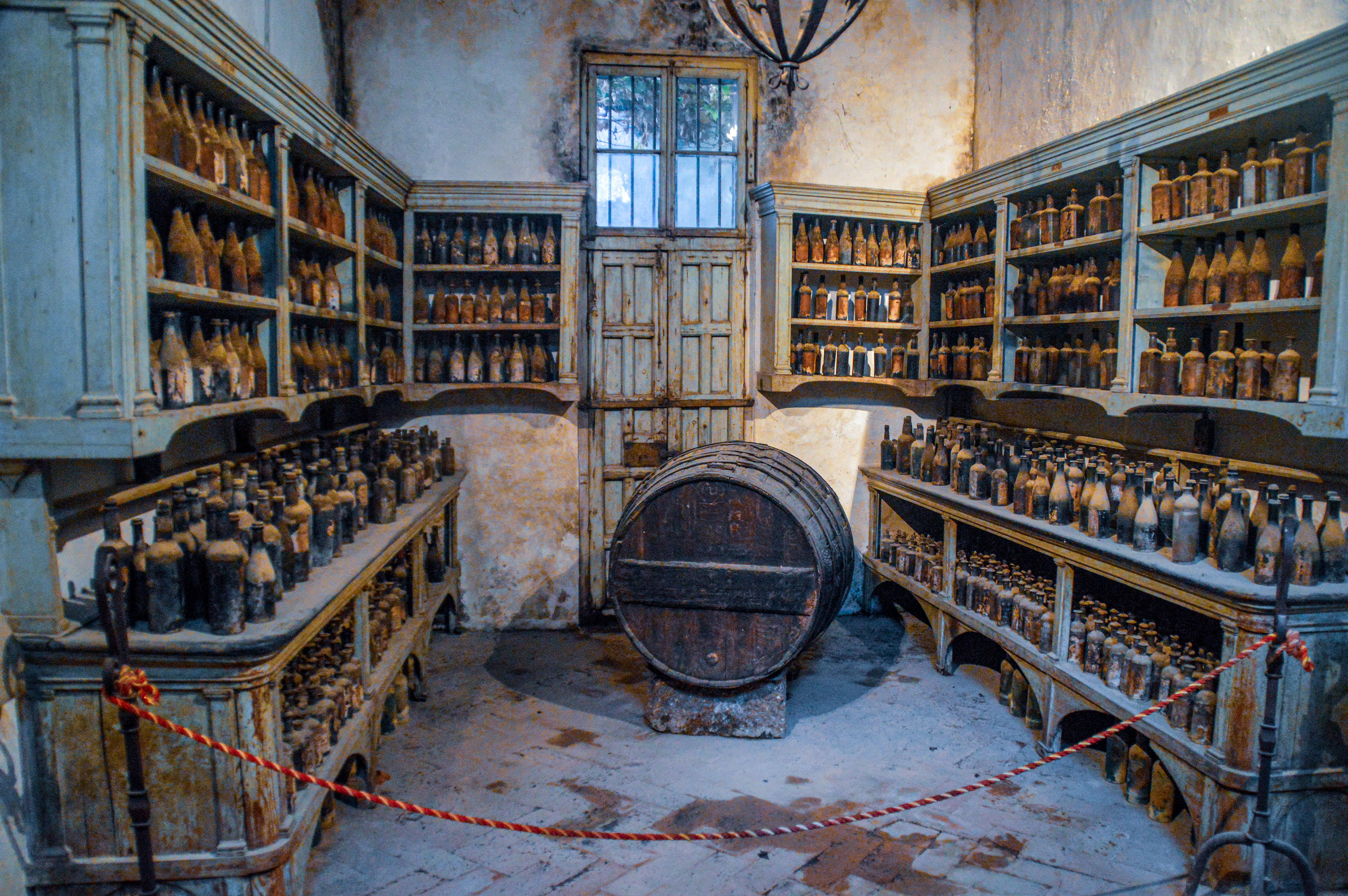 shelves containing various bottles