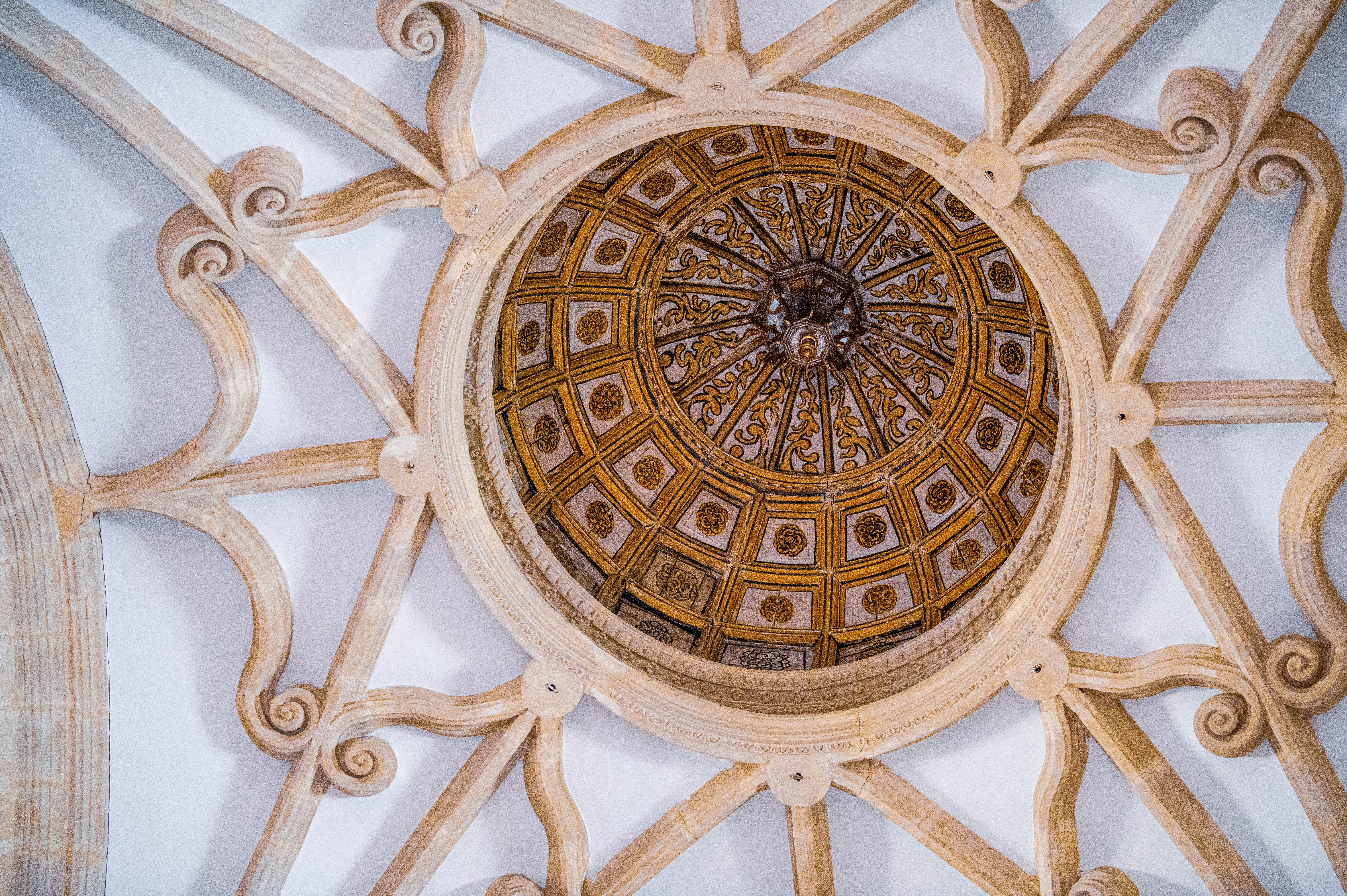 dome features detailed carvings and patterns