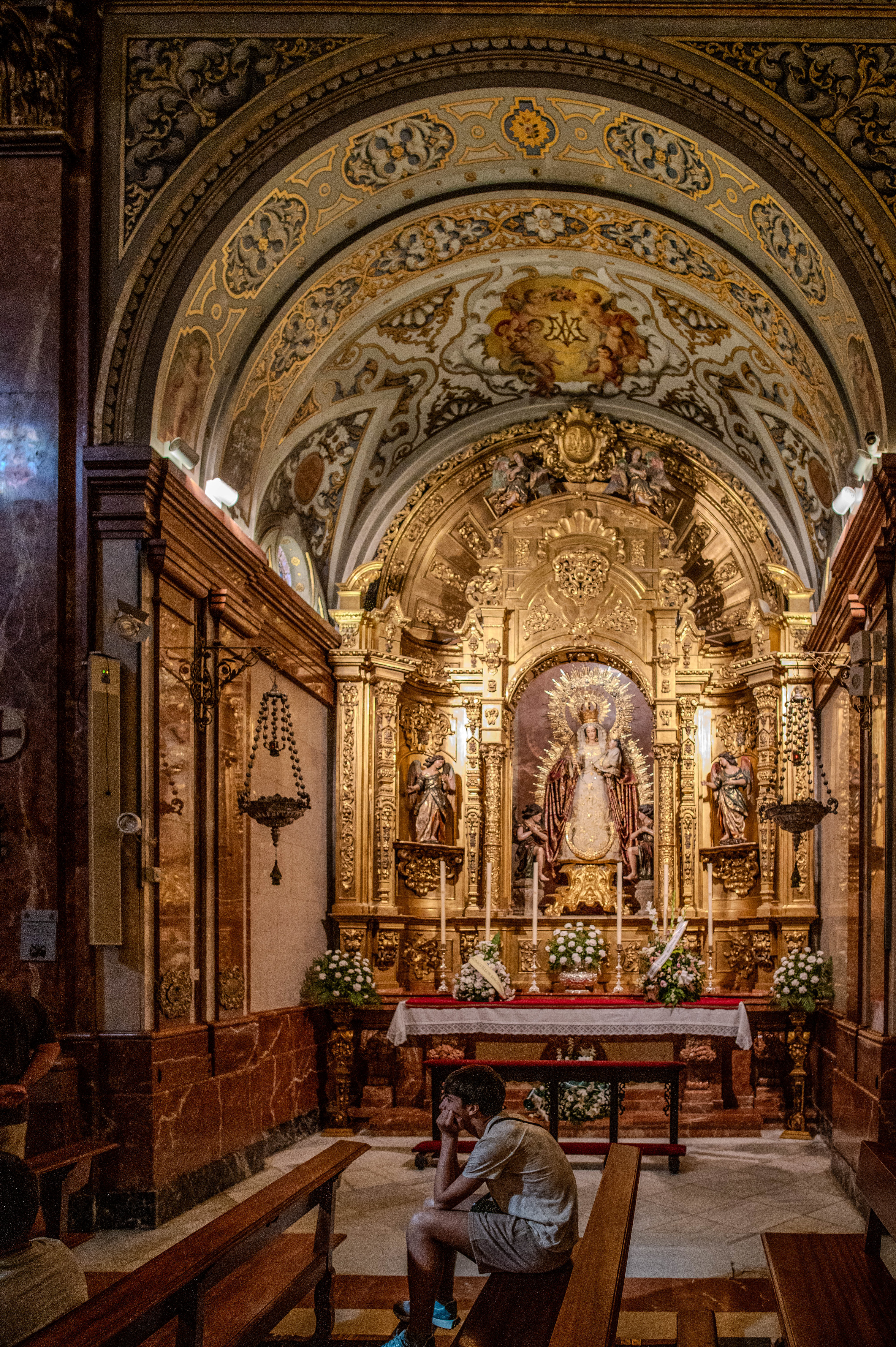 gold designs, statues, and religious icons