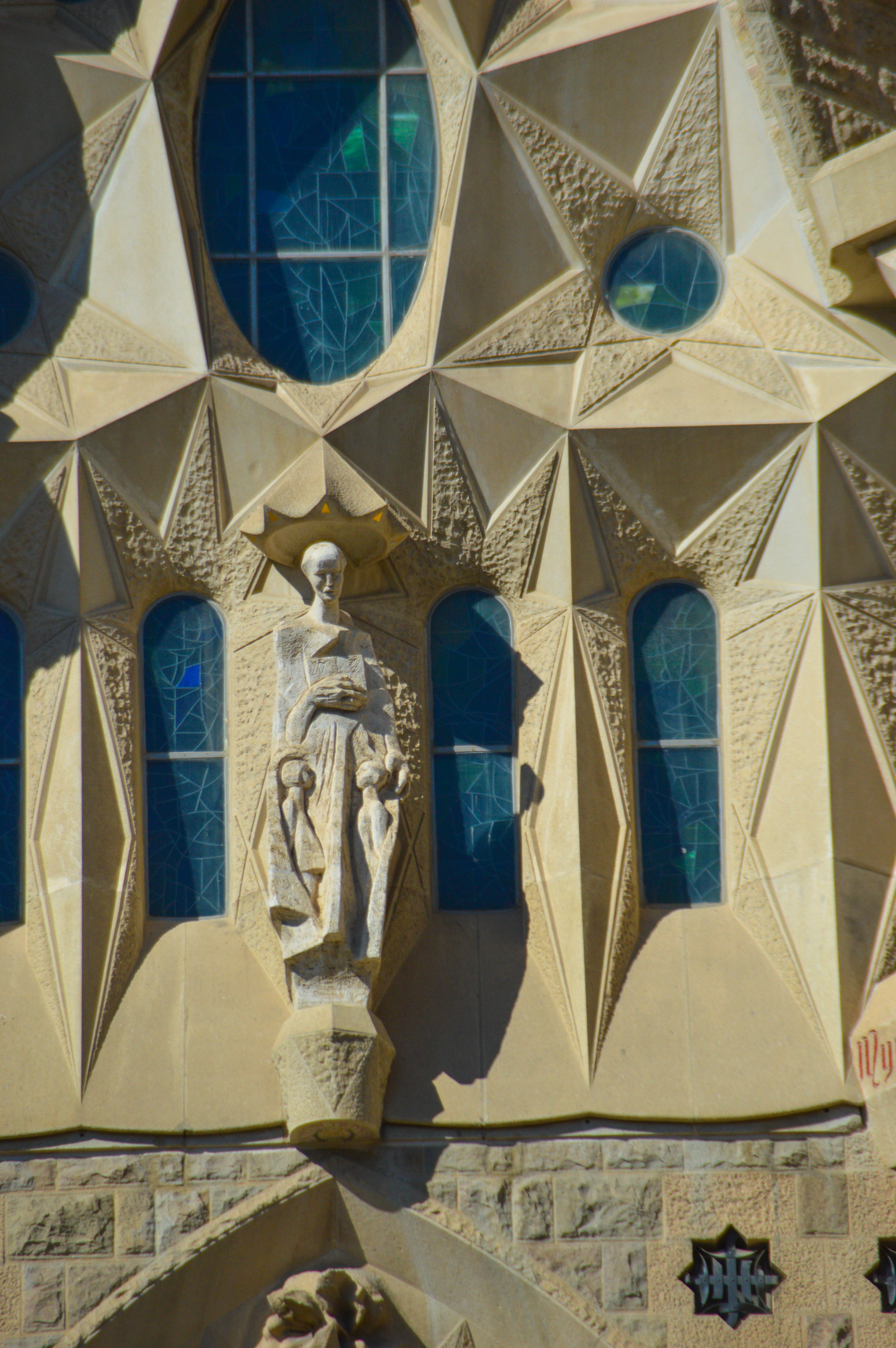 architectural details and a statue