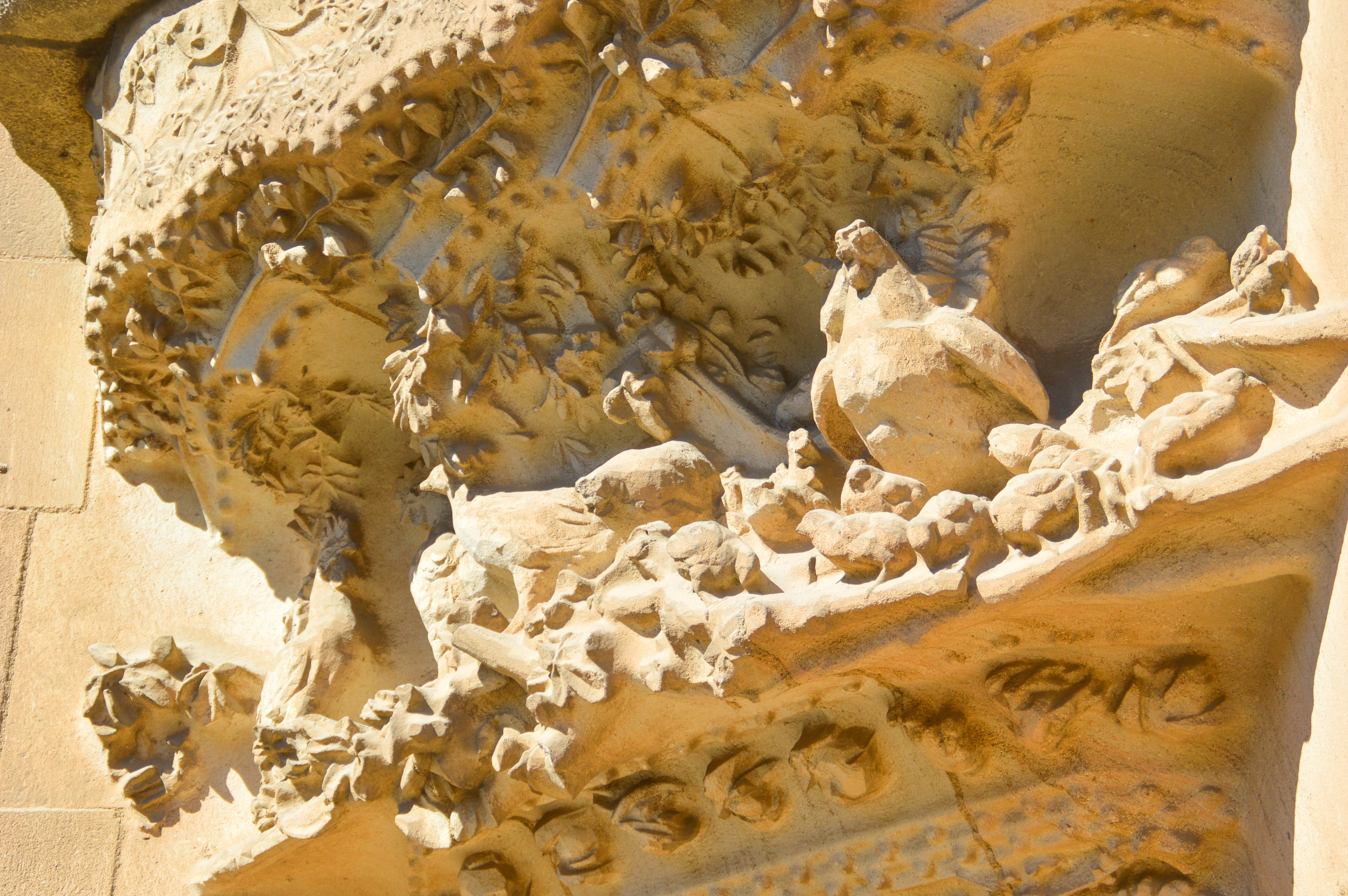 carving featuring a variety of animals
