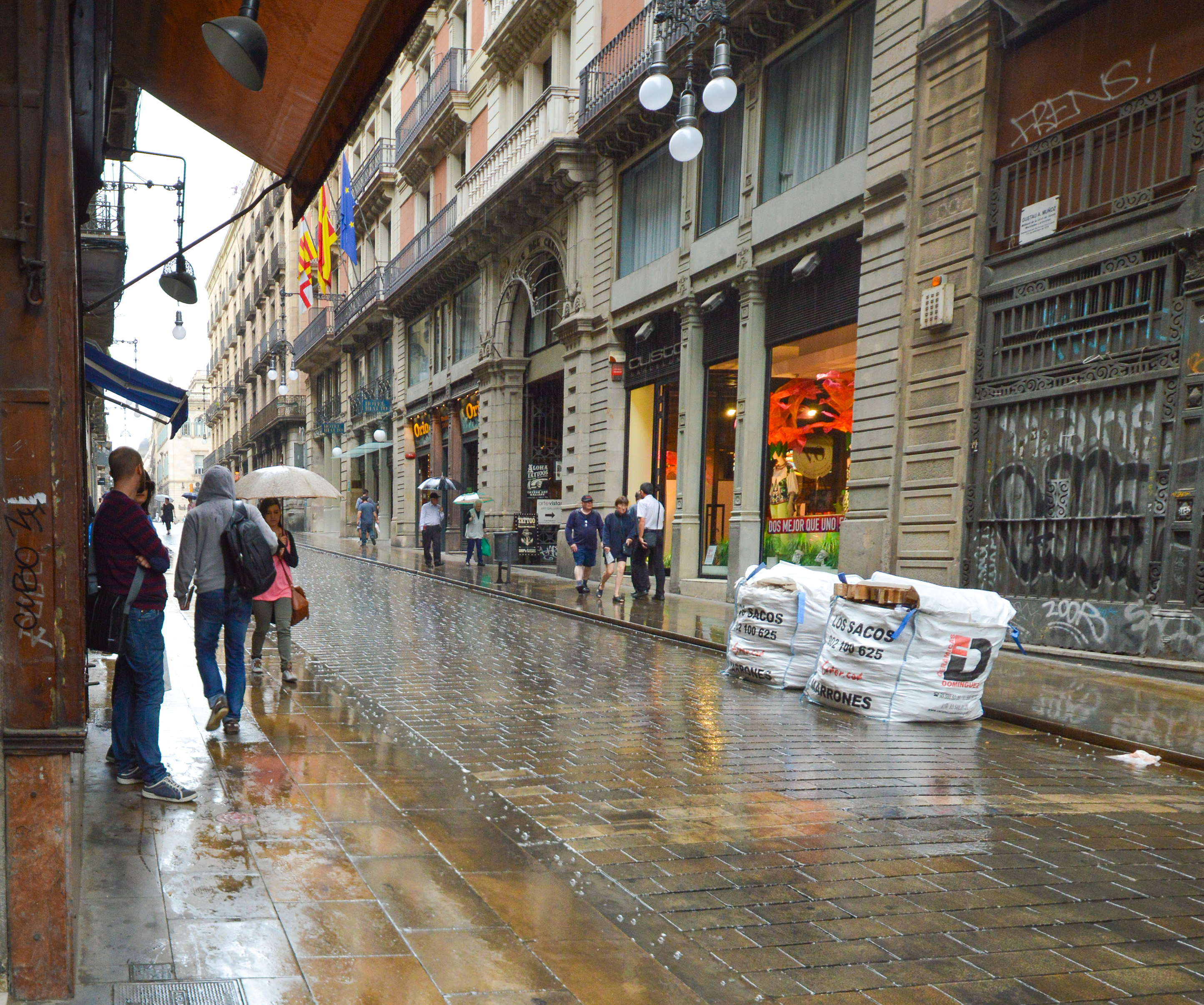 rainy day on a narrow street