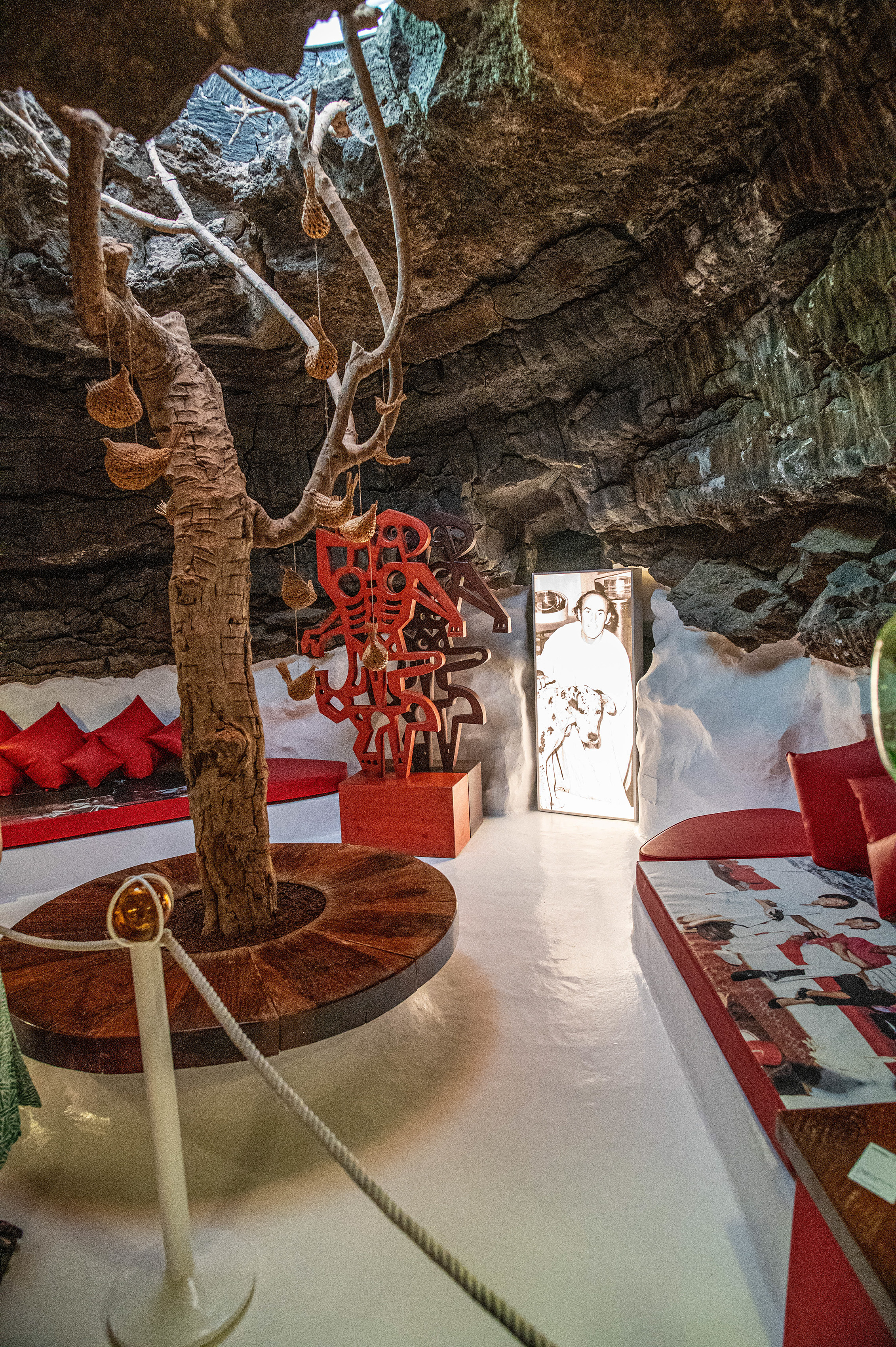 an interior space with a unique, artistic design