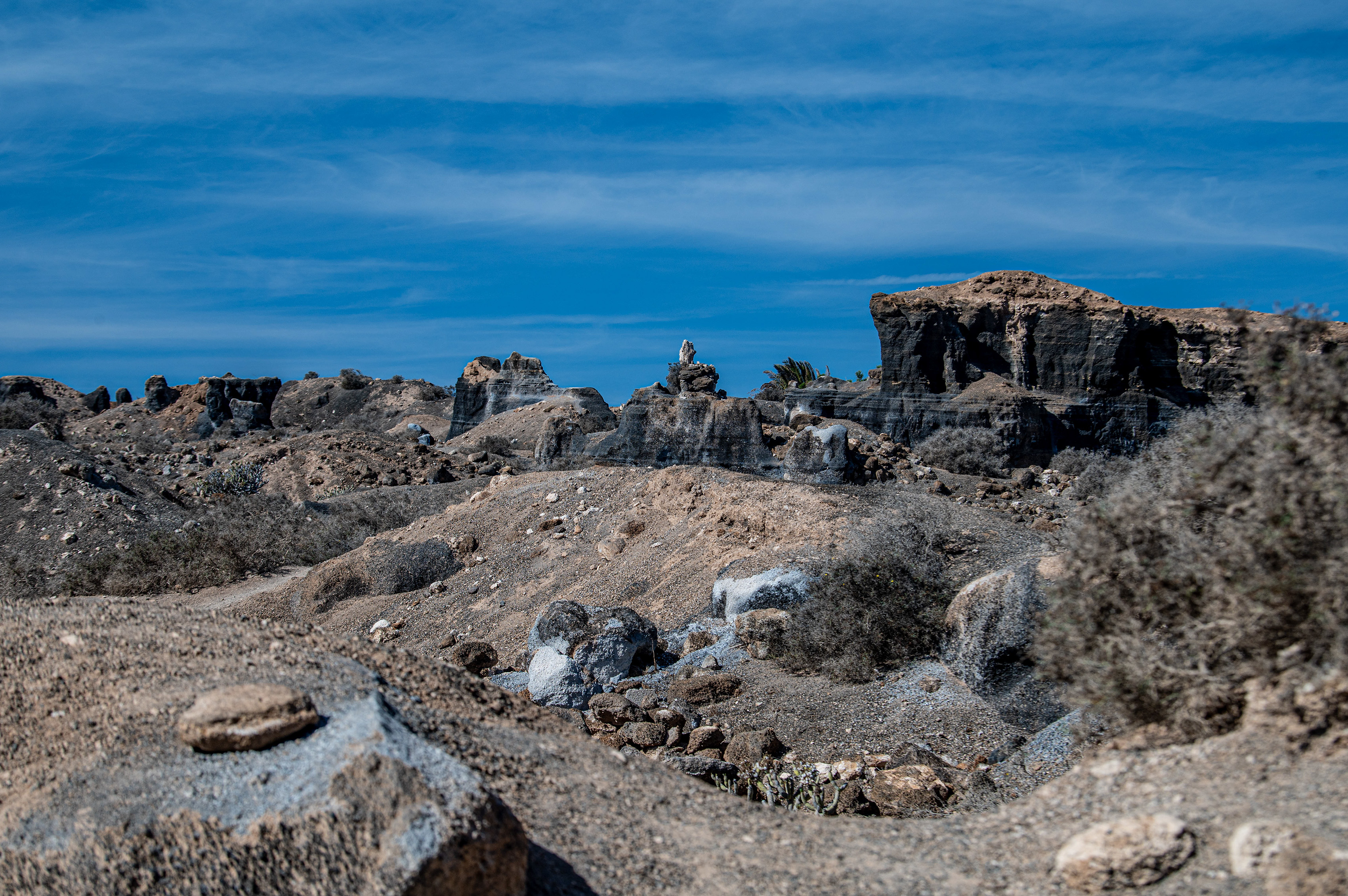 uneven, rocky surfaces and formations