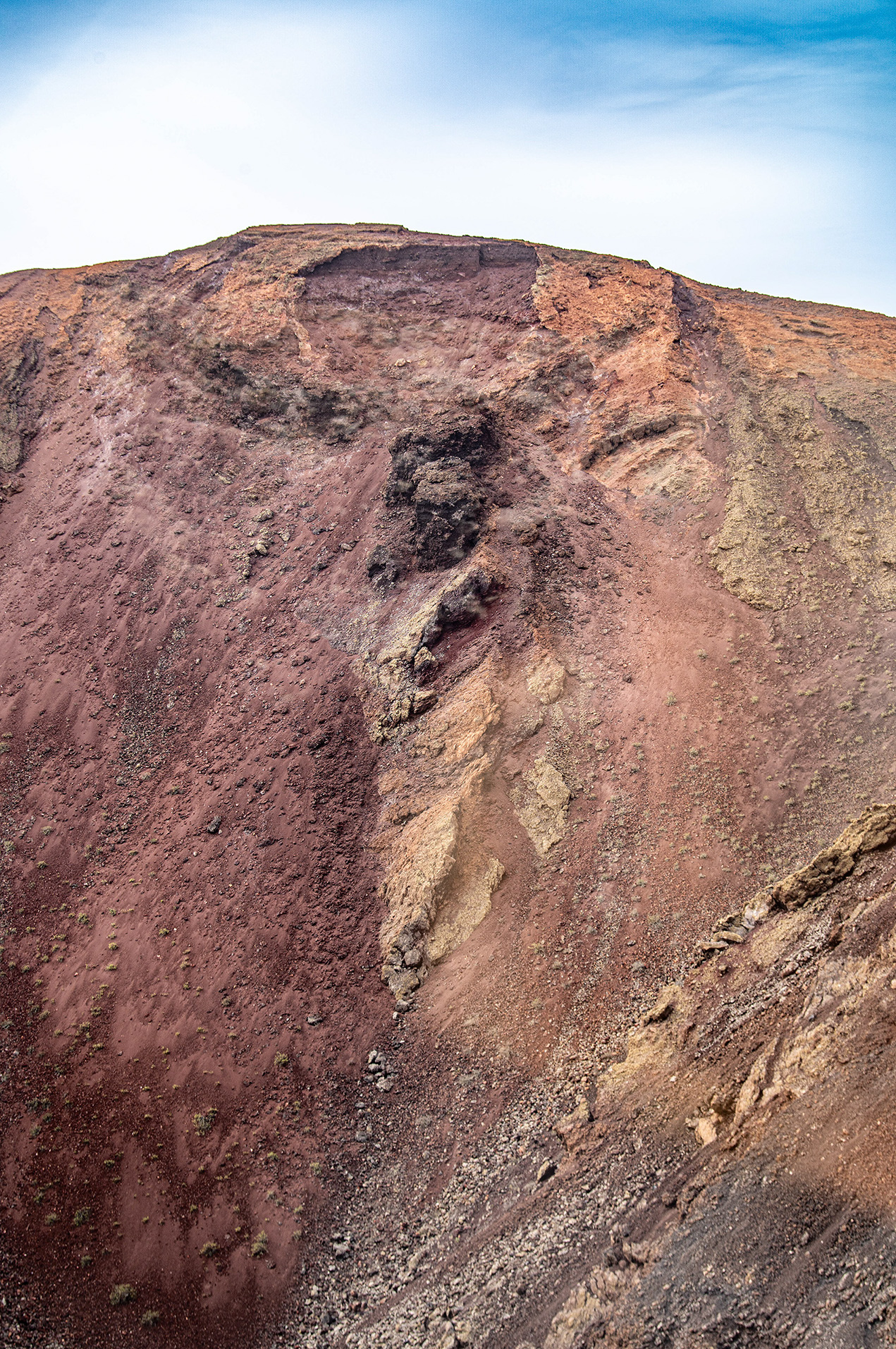  steep, rocky hillside with a variety of colors