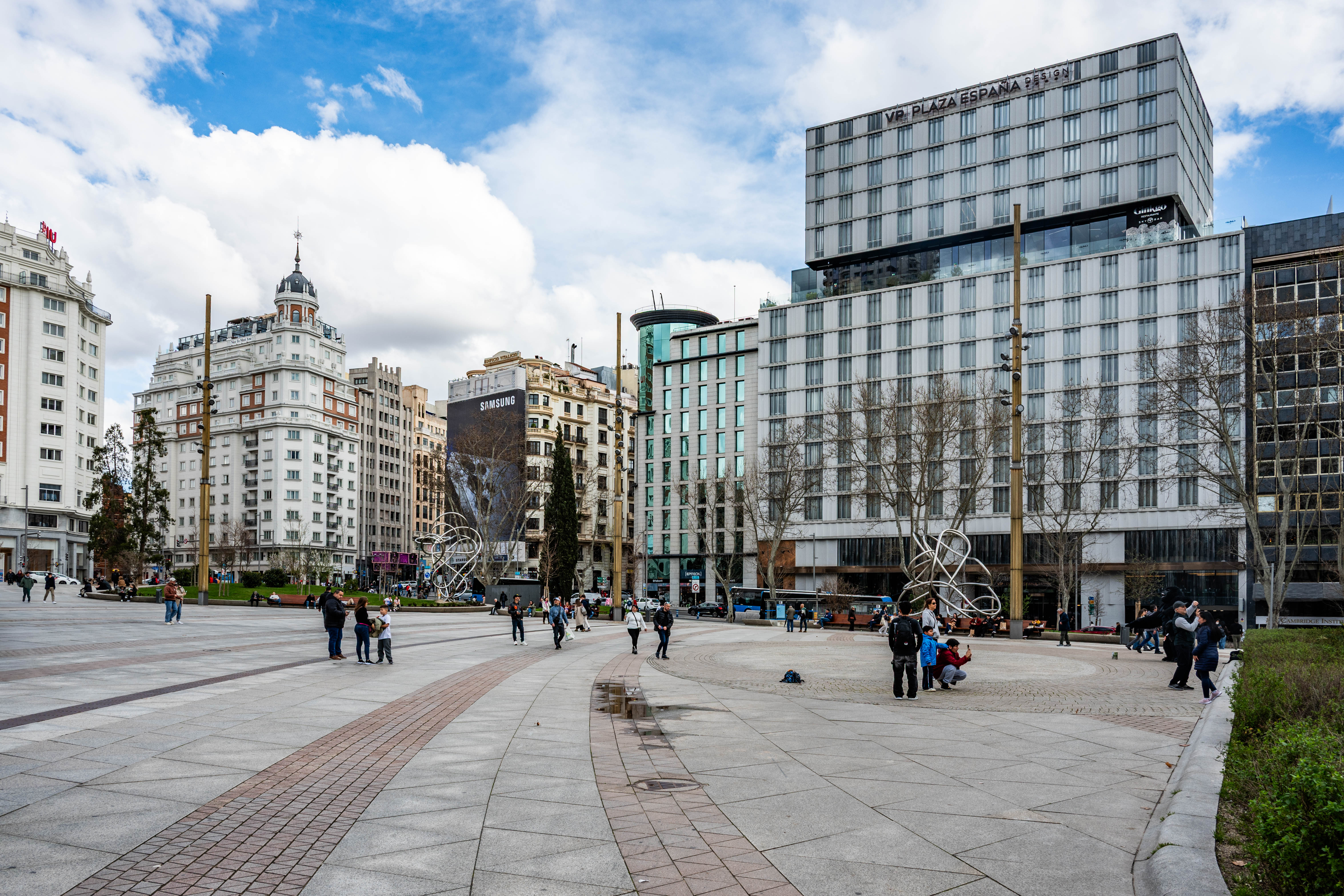 a bustling urban plaza