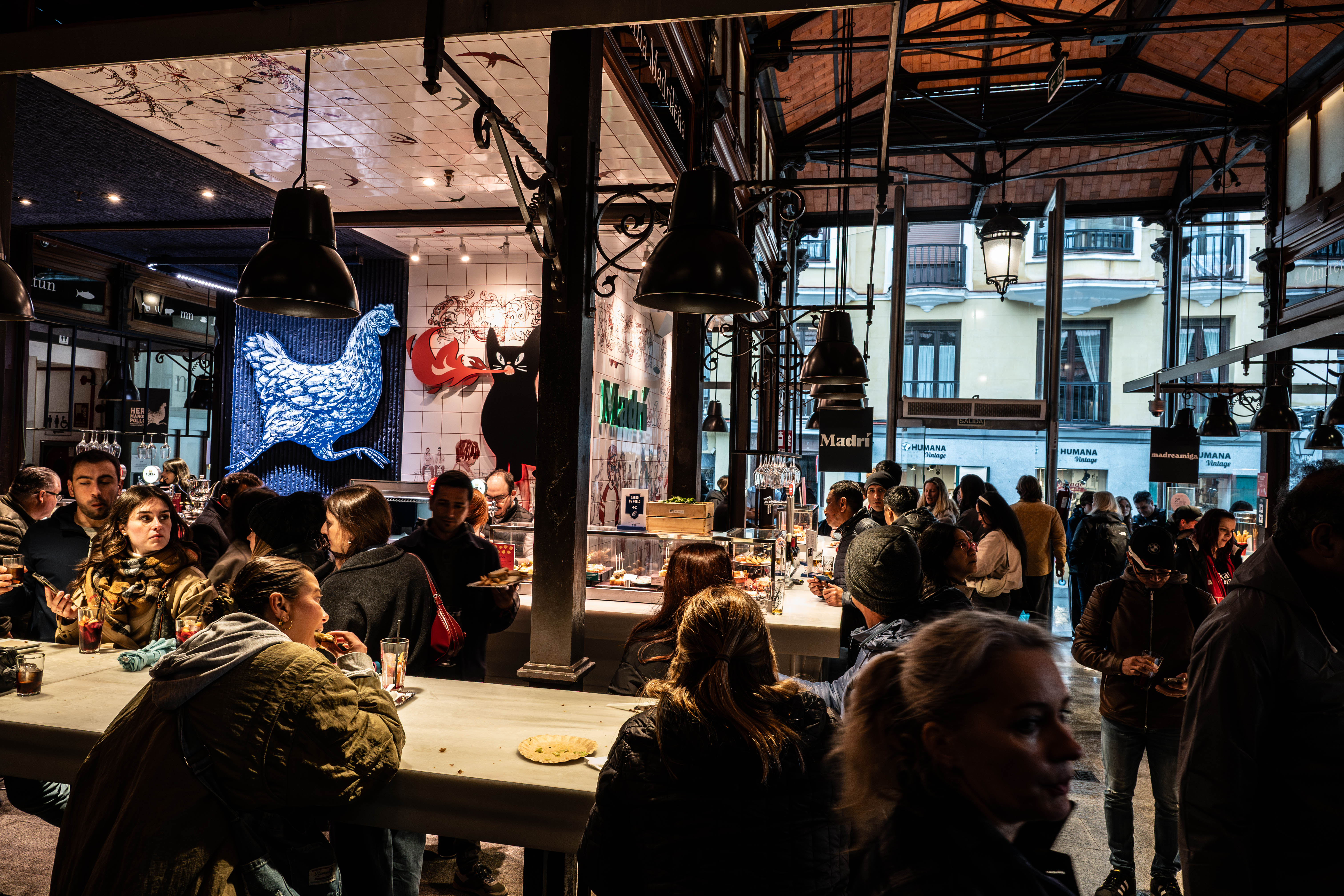 bustling indoor market