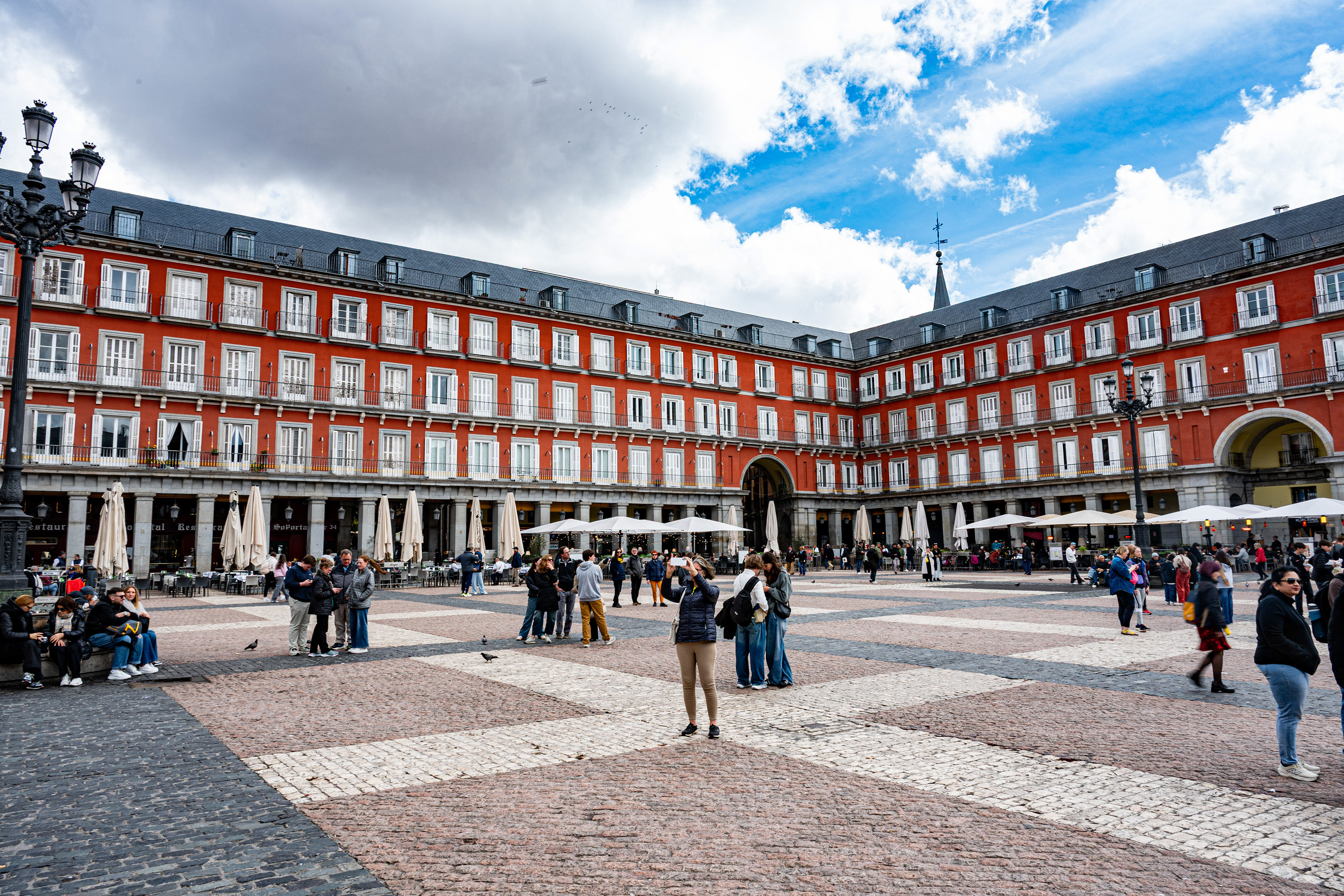 In the centre of Plaza Mayor