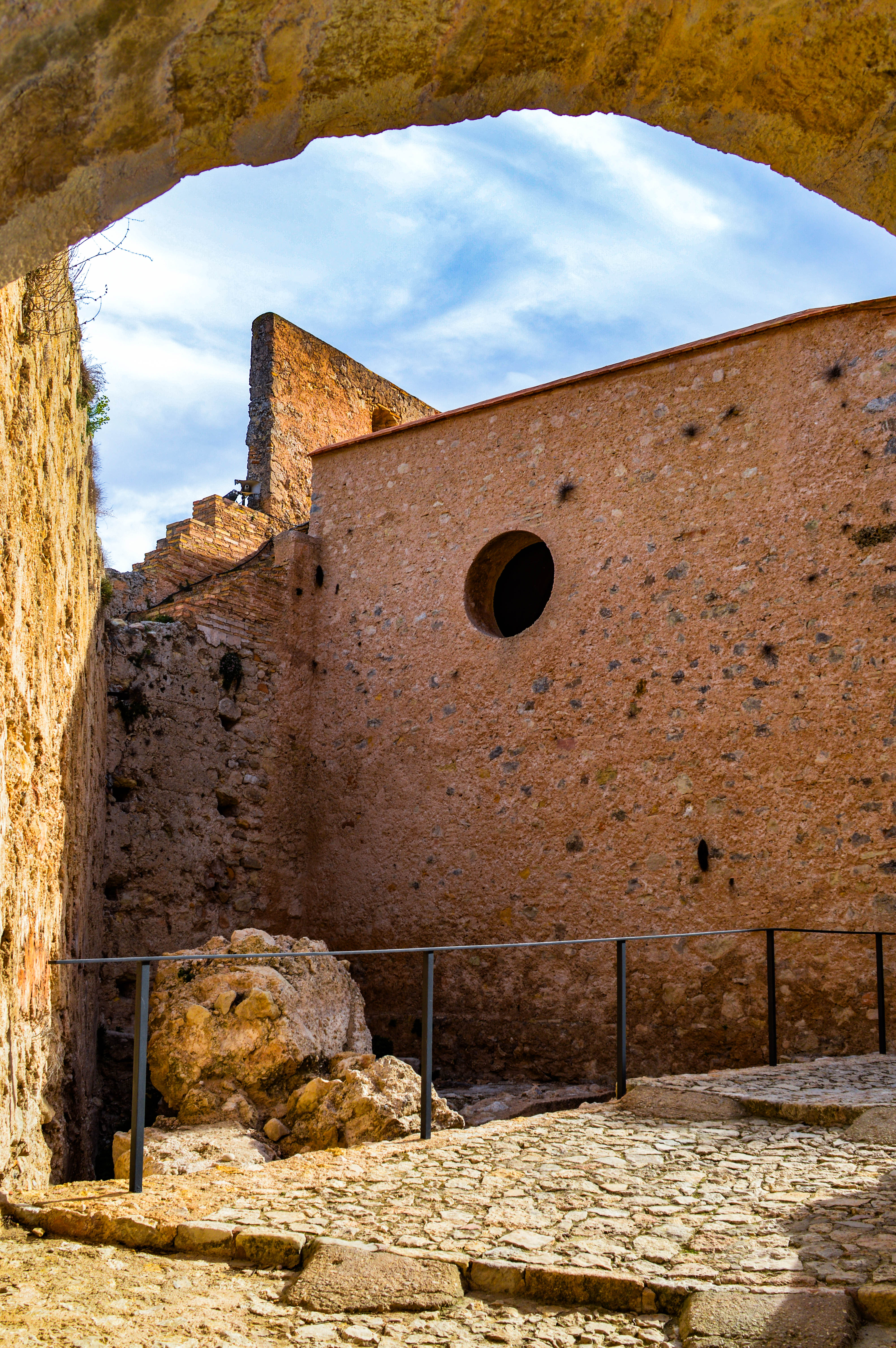 a large circular window.