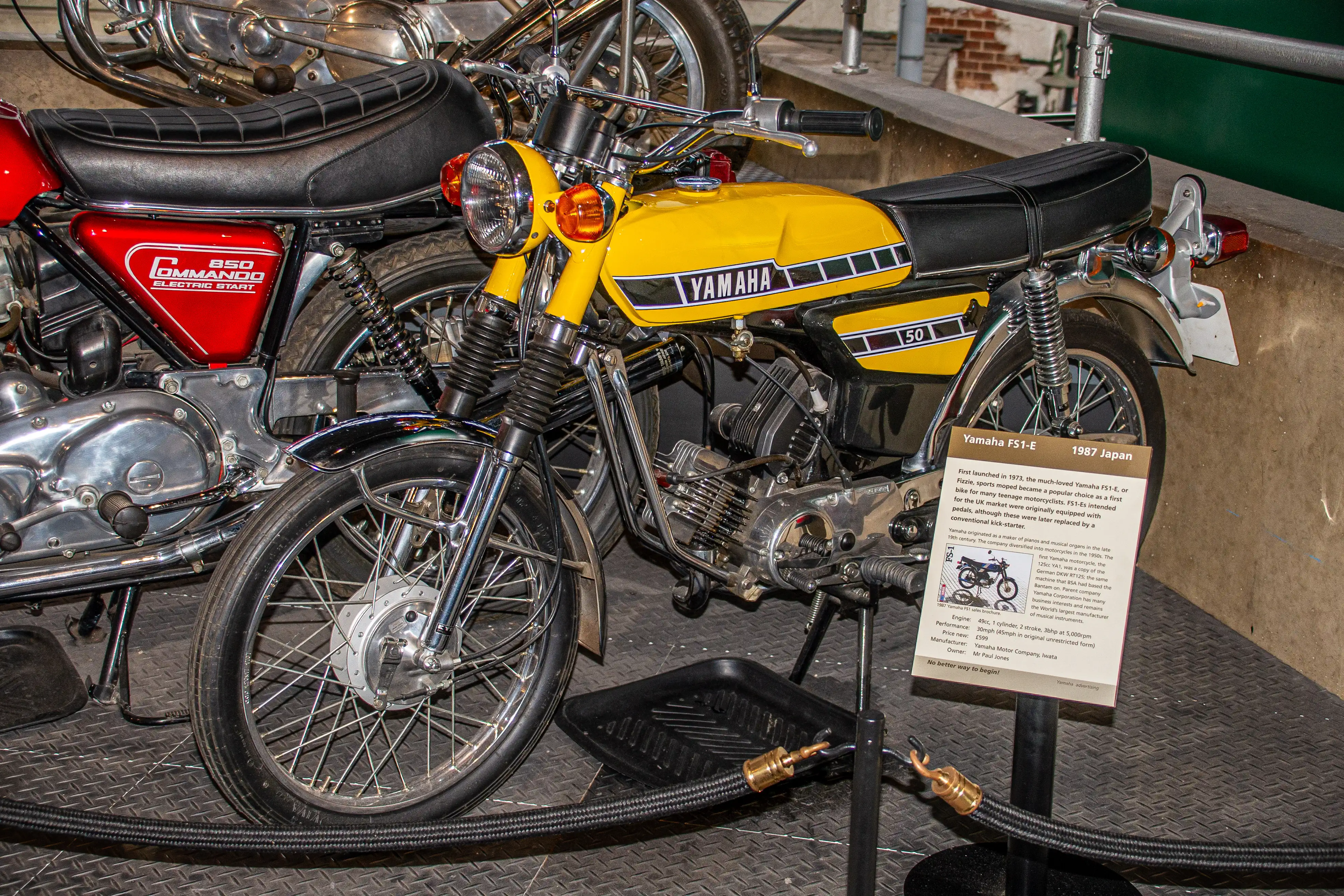 The document describes the Yamaha F51-E, a motorcycle first launched in 1973, also known as the Fizzle. It became popular among motorcyclists and was the first bike for many. Initially equipped with a kick-starter, it was later replaced by an electric starter. The motorcycle is noted for its performance, reliability, and affordability, and it remains a popular choice for beginners.