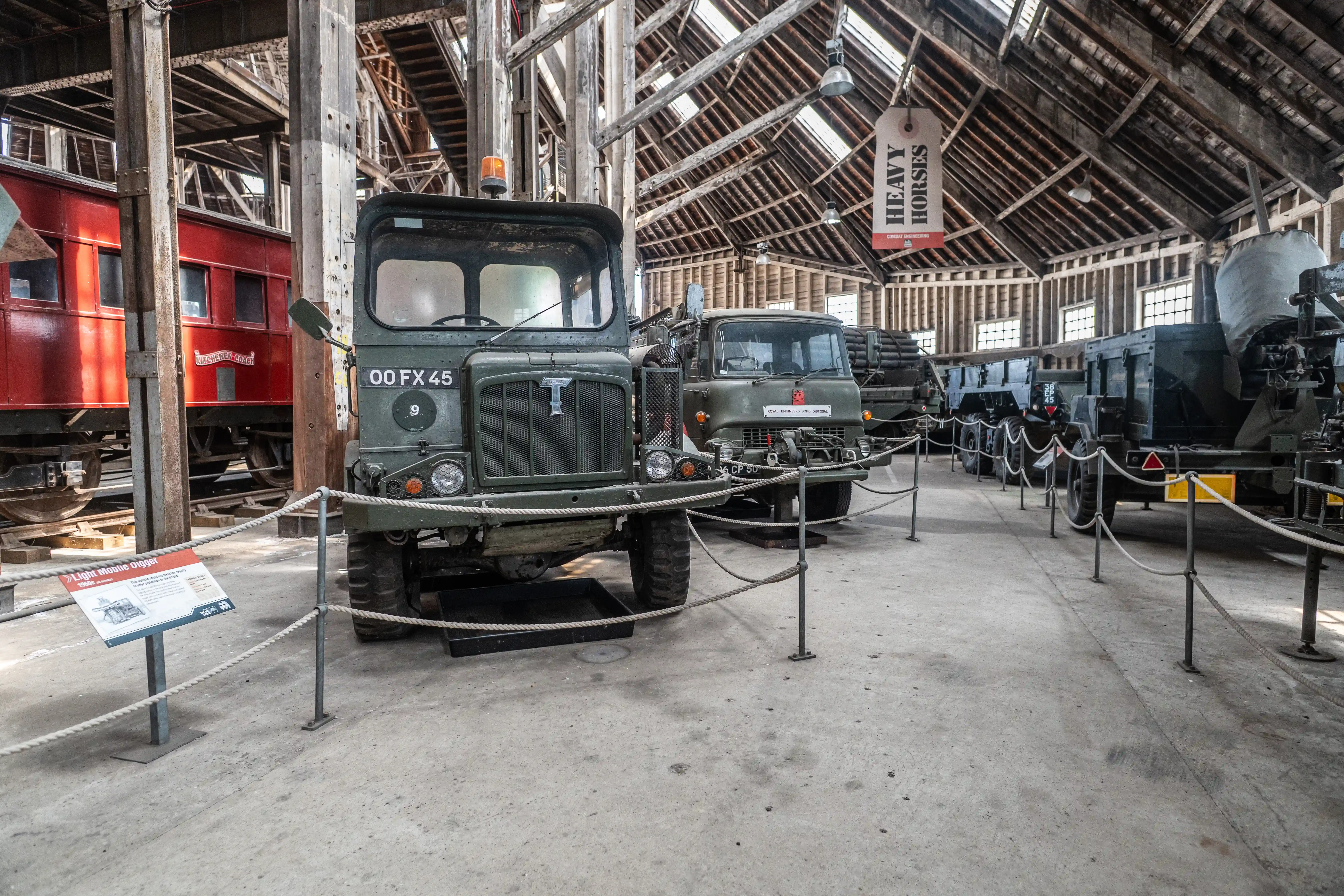 A collection of olive-drab military vehicles