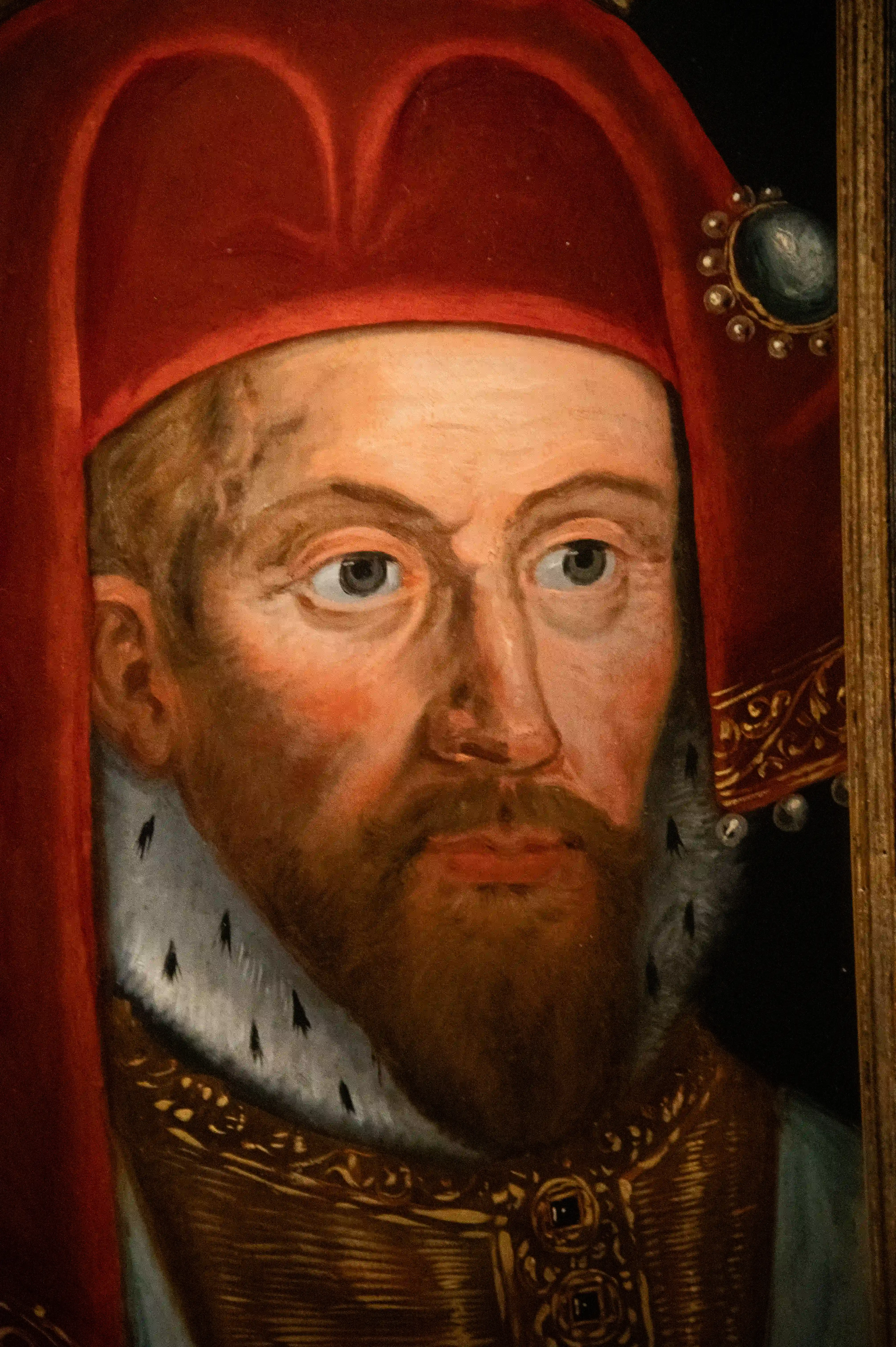 Portrait of a Man in Red Hat and Ermine Collar