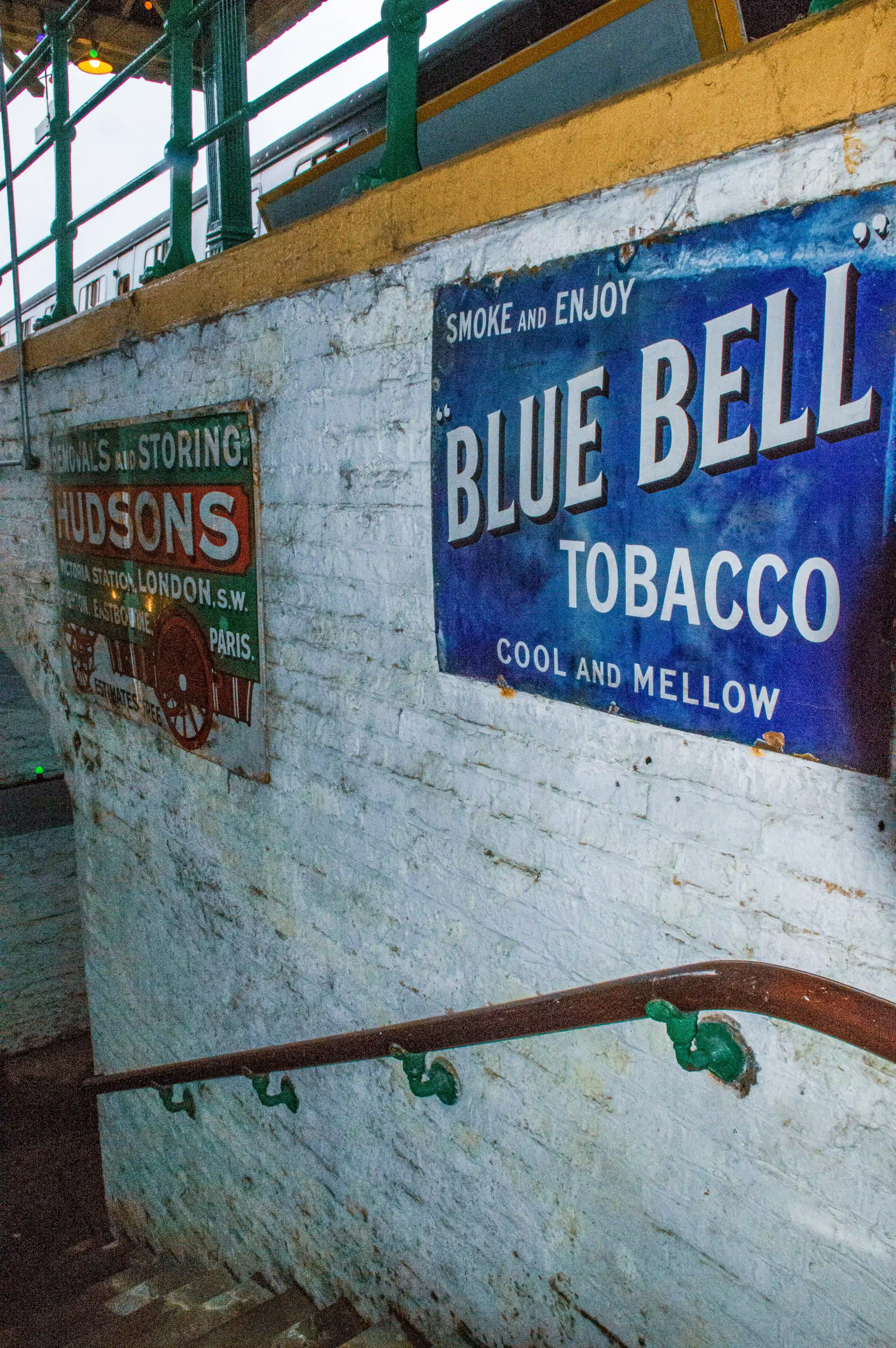 Vintage Station Signs: Blue Bell Tobacco and Hudson's Removals