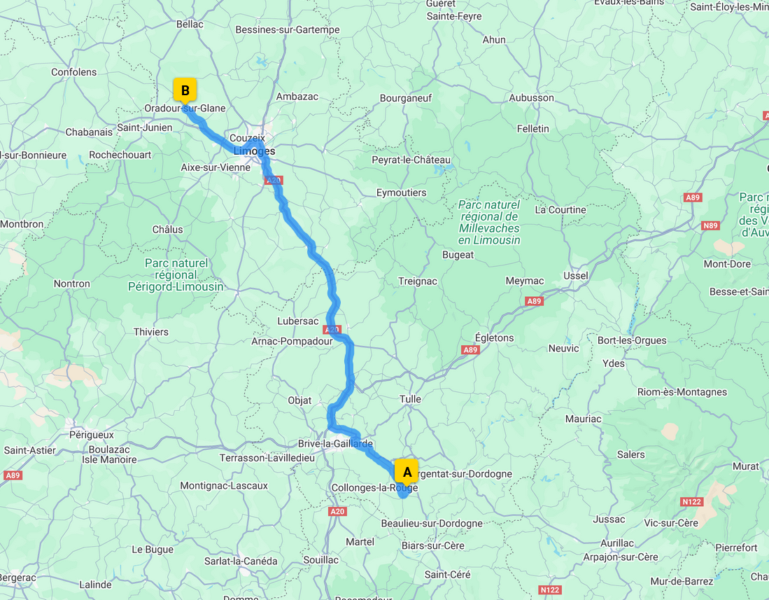 map of Oradour-sur-Glane