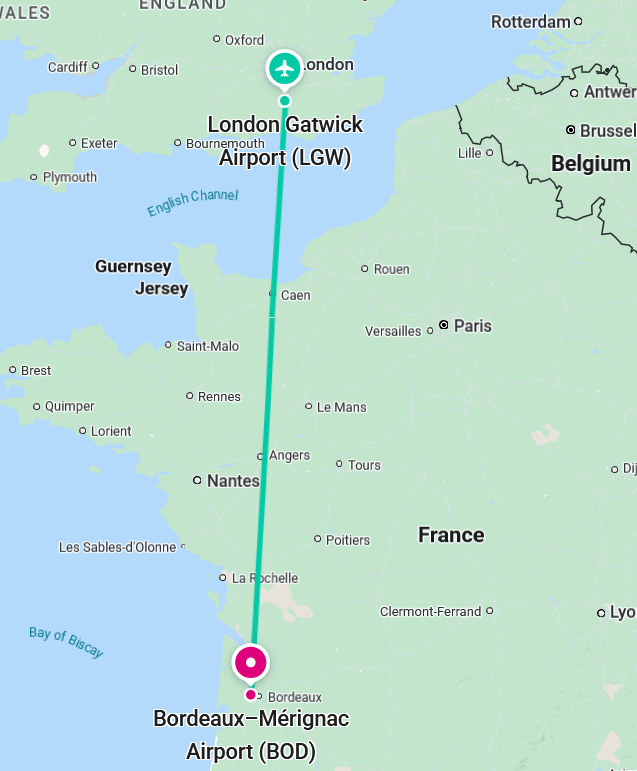 route to Bordeaux